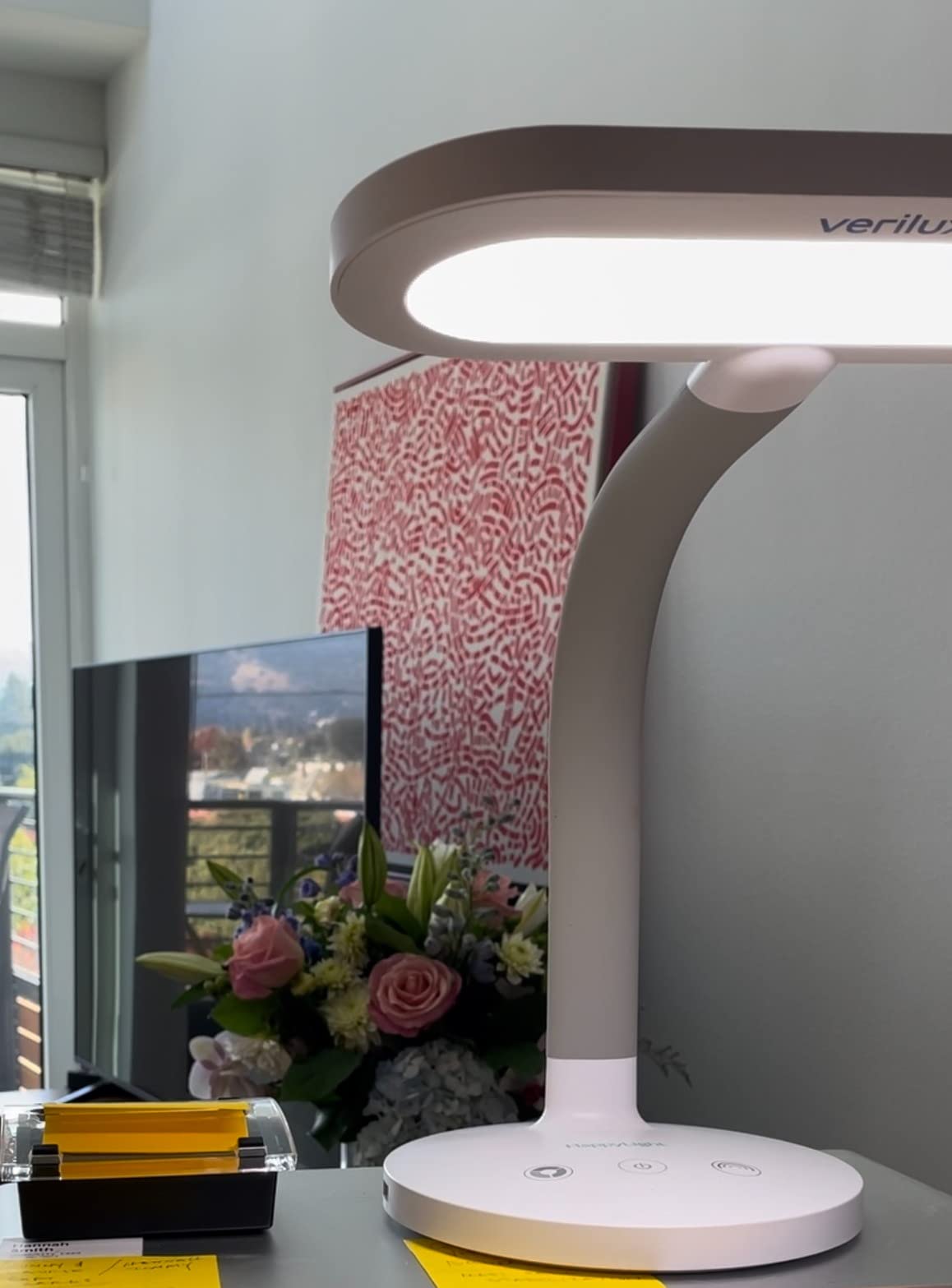 Verilux HappyLight Duo - 2-in-1 Light Therapy & Task Desk Lamp - UV-Free Full Spectrum LED, 10,000 LUX, Adjustable Brightness and Color, Flexible Gooseneck, and Integrated USB Charging Port customer photo 2