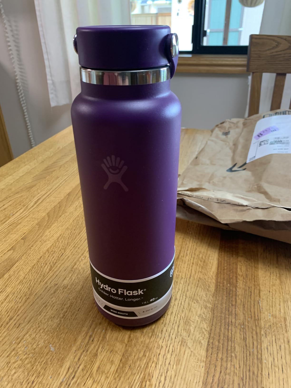 Hydro Flask Water Bottle - Insulated Stainless Steel - Wide Mouth Flex Lid, Non Spill, Leakproof and Refillable in 32 Oz Indigo Blue customer photo 2
