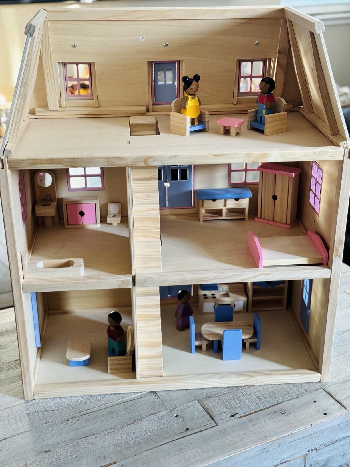 Melissa & Doug Wooden Multi-Level Dollhouse Wooden Multi-Story Pretend Play Dollhouse for Kids customer photo 2