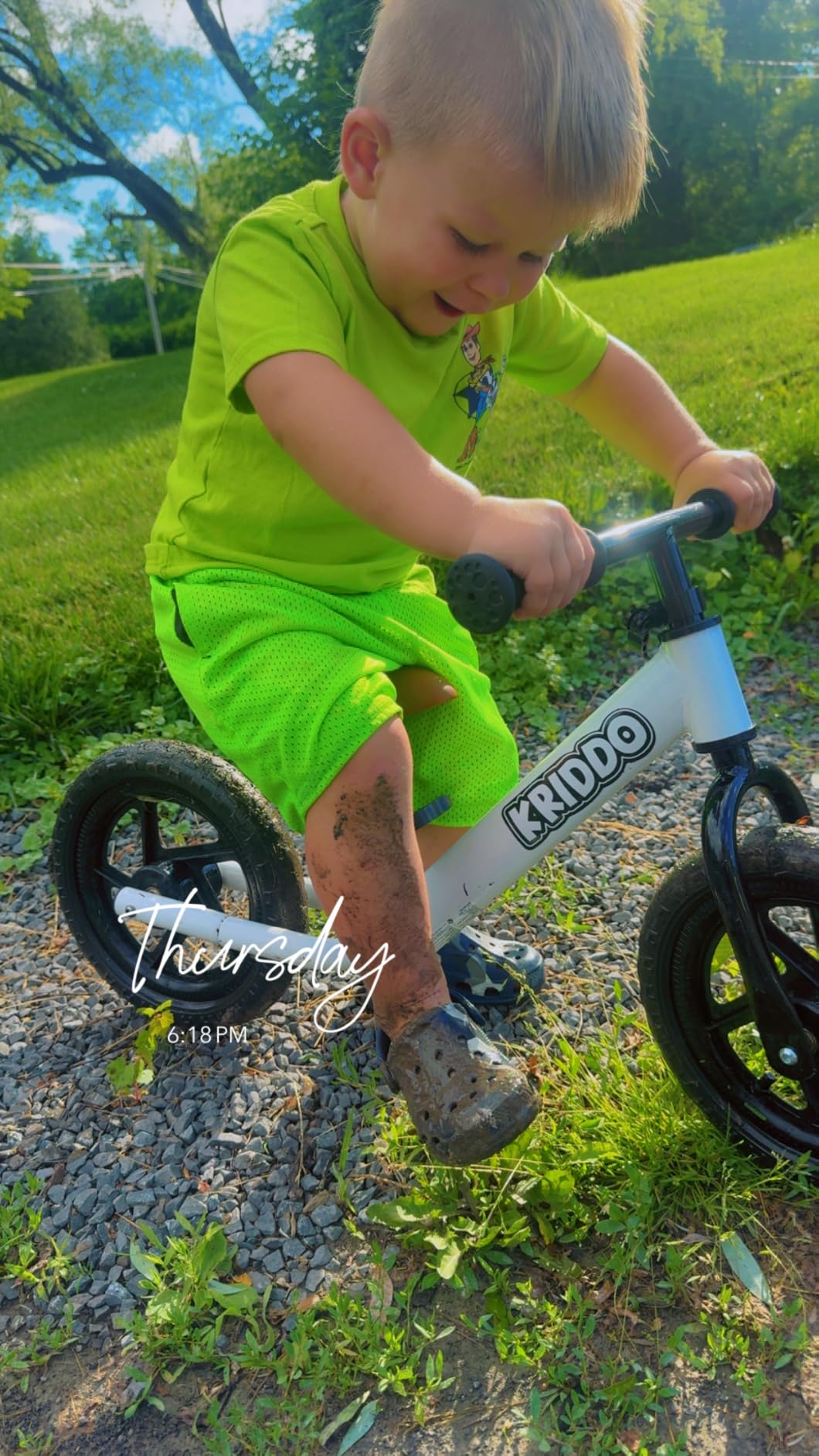 KRIDDO Toddler Balance Bike 2 Year Old, Gift for 2-3 Boys Girls, Adjustable | 2 Year Old Boy Birthday Gift, Easy to Assemble, Personalized Plate with 3 Sticker Sets, White customer photo 2