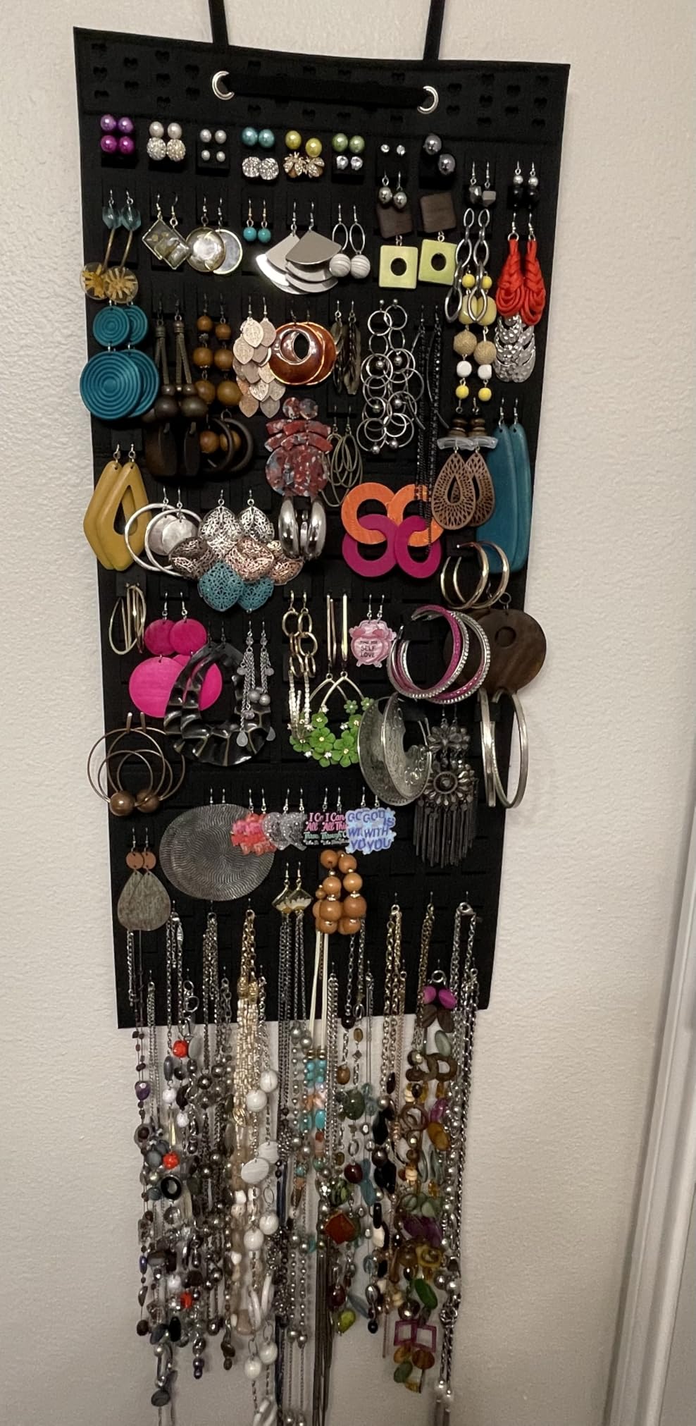 RESOVO Hanging Earrings Organizer & Holder, Wall Mount Earring Holder | 20 Hooks, Holds Up To 300 Pairs, Compact Design, Soft Material, Earring Hanger & Display for Women & Girls customer photo 1