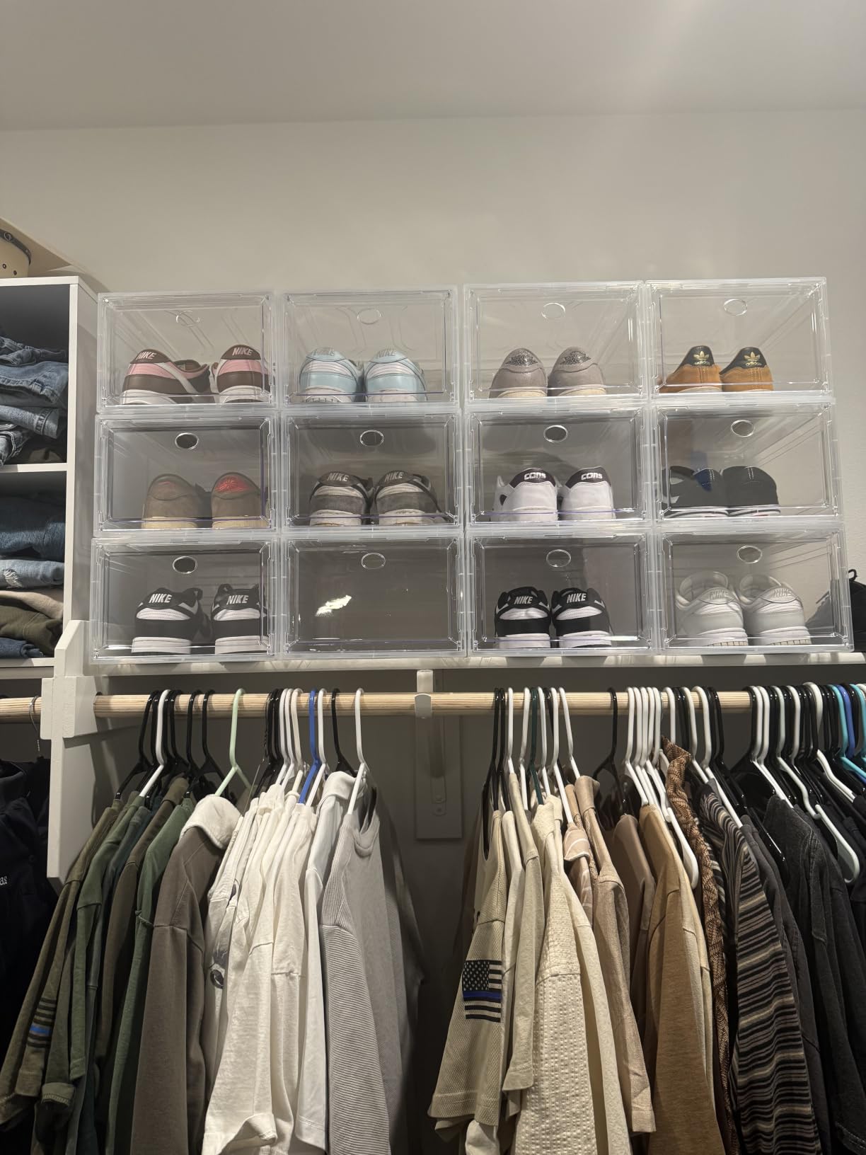 Sturdy Clear Shoe Organizer with Magnetic Door, Stackable Shoe Storage Box, 6 Pack White customer photo 1