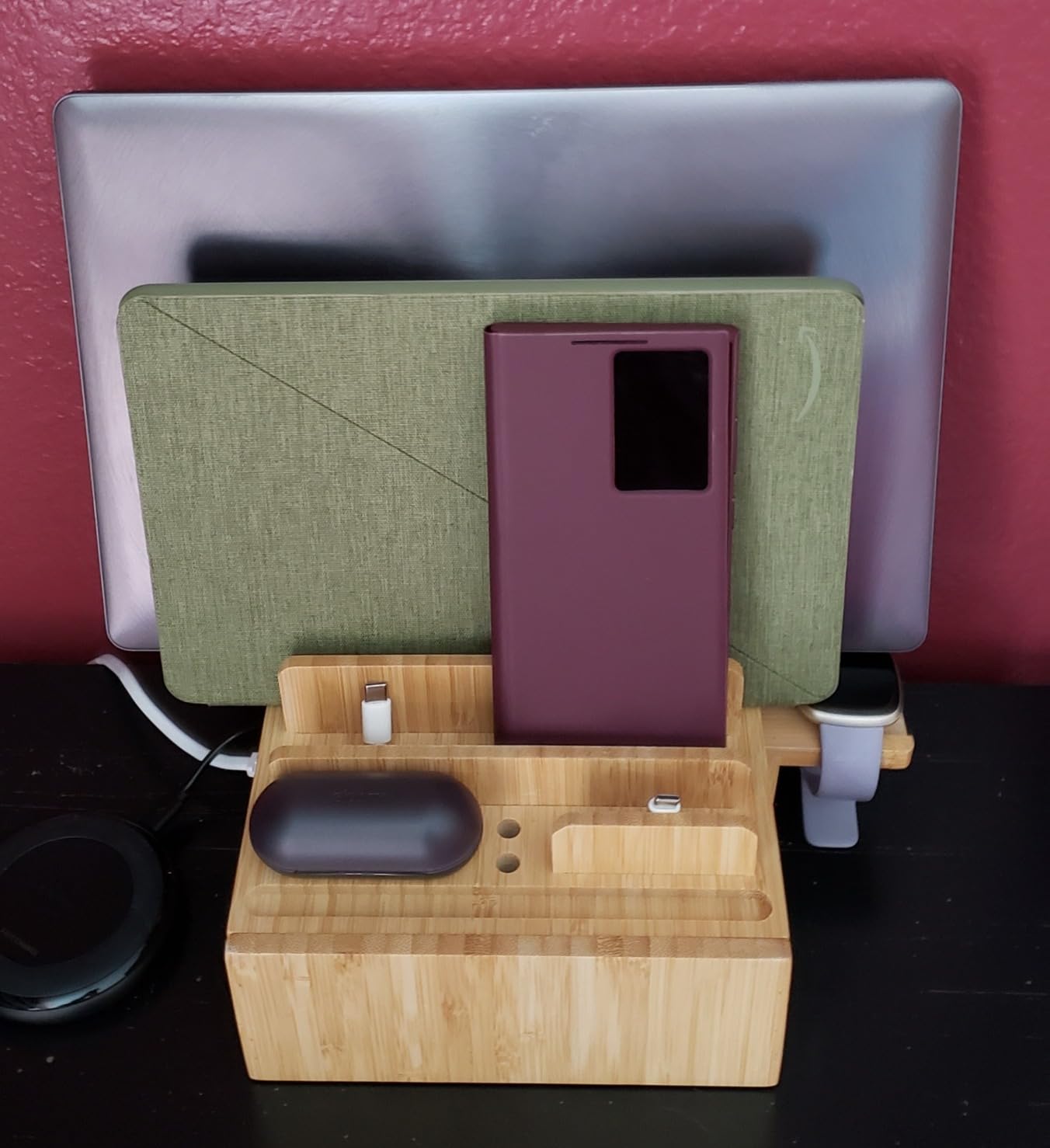 Pezin & Hulin Multi Device Charging Station with Drawer & USB Charger (Bamboo) customer photo 2