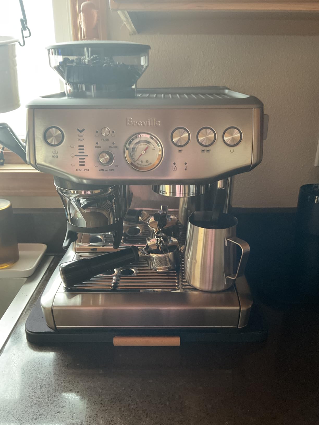 Breville BES876BSS Barista Express Impress, Brushed Stainless Steel | Craft café-quality lattes and cappuccinos at home with this semi-automatic espresso machine with built-in grinder customer photo 2