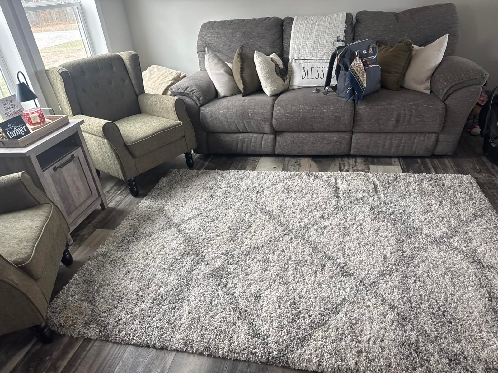 SAFAVIEH Hudson Shag Collection Area Rug - 6' x 9', Distressed Grey & Ivory, Trellis Design, Non-Shedding & Easy Care, 2-inch Thick Ideal for High Traffic Areas in Living Room, Bedroom customer photo 1