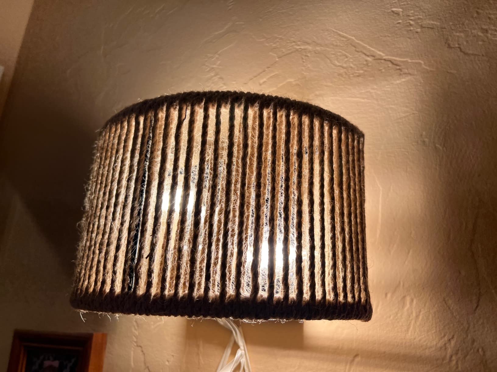 Rattan Wall Sconce Boho Wall Light Fixture for Bedroom, Hallway, Entryway | Wall Rattan Light Fixture Bohemian Woven Sconce, E12 Bulb Base, ETL, Dia 9.7 Inch, Semi-Circular Shape, Coastal Style customer photo 1