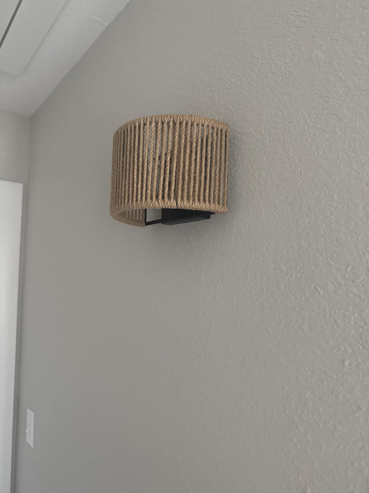 Rattan Wall Sconce Boho Wall Light Fixture for Bedroom, Hallway, Entryway | Wall Rattan Light Fixture Bohemian Woven Sconce, E12 Bulb Base, ETL, Dia 9.7 Inch, Semi-Circular Shape, Coastal Style customer photo 2