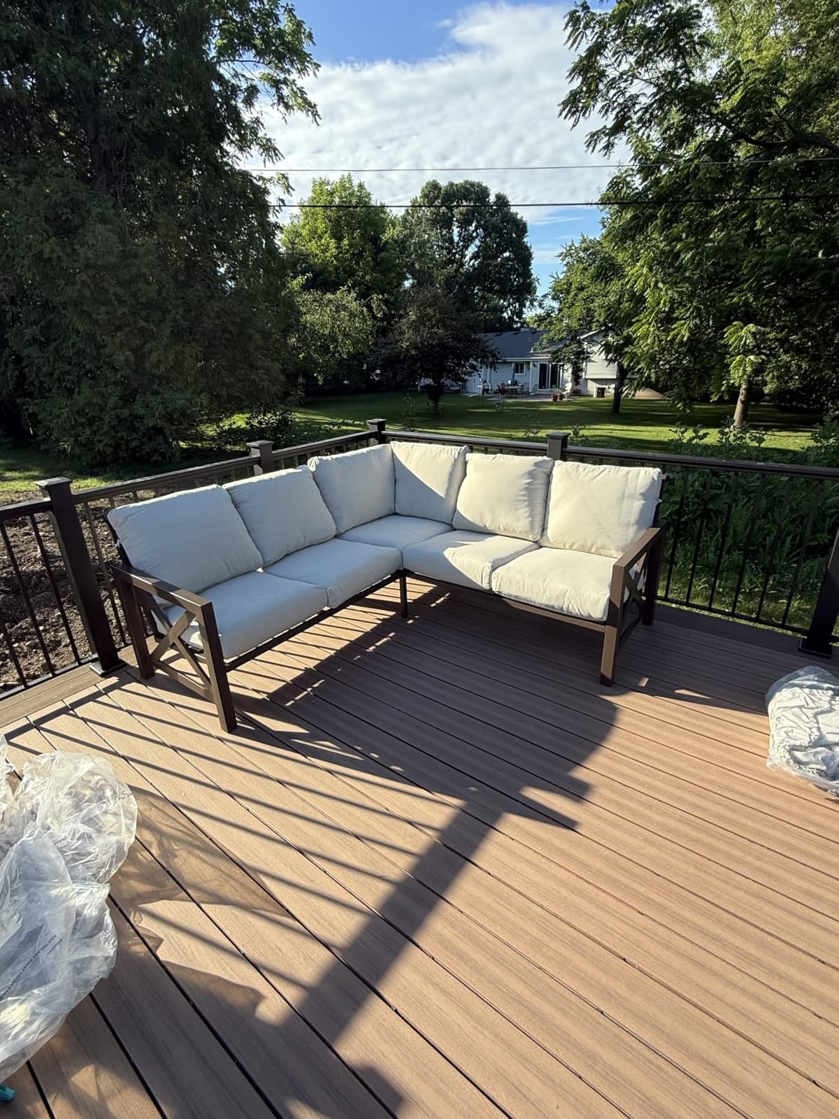 6 Pieces Patio Furniture Sets, L Shape Outdoor Sectional Sofa Set, Beige | Sturdy Highback Metal Frame, 6.5