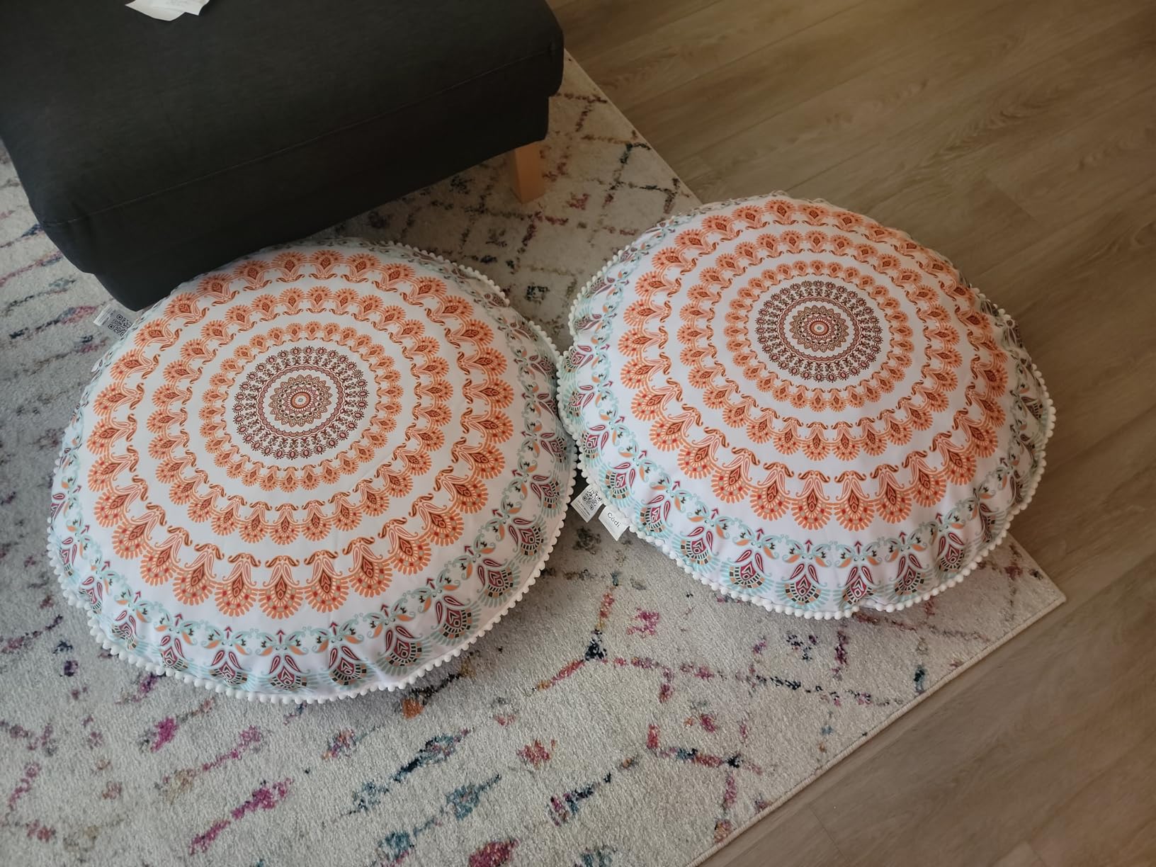Codi Meditation Floor Pillow Set of 2, Round Large Pillows Seating for Adults, Bohemian Mandala Circle Cushion for Outdoor Fireplace Yoga Living Room, 32 Inch, Memory Foam Added, Purple Orchid NEW customer photo 2