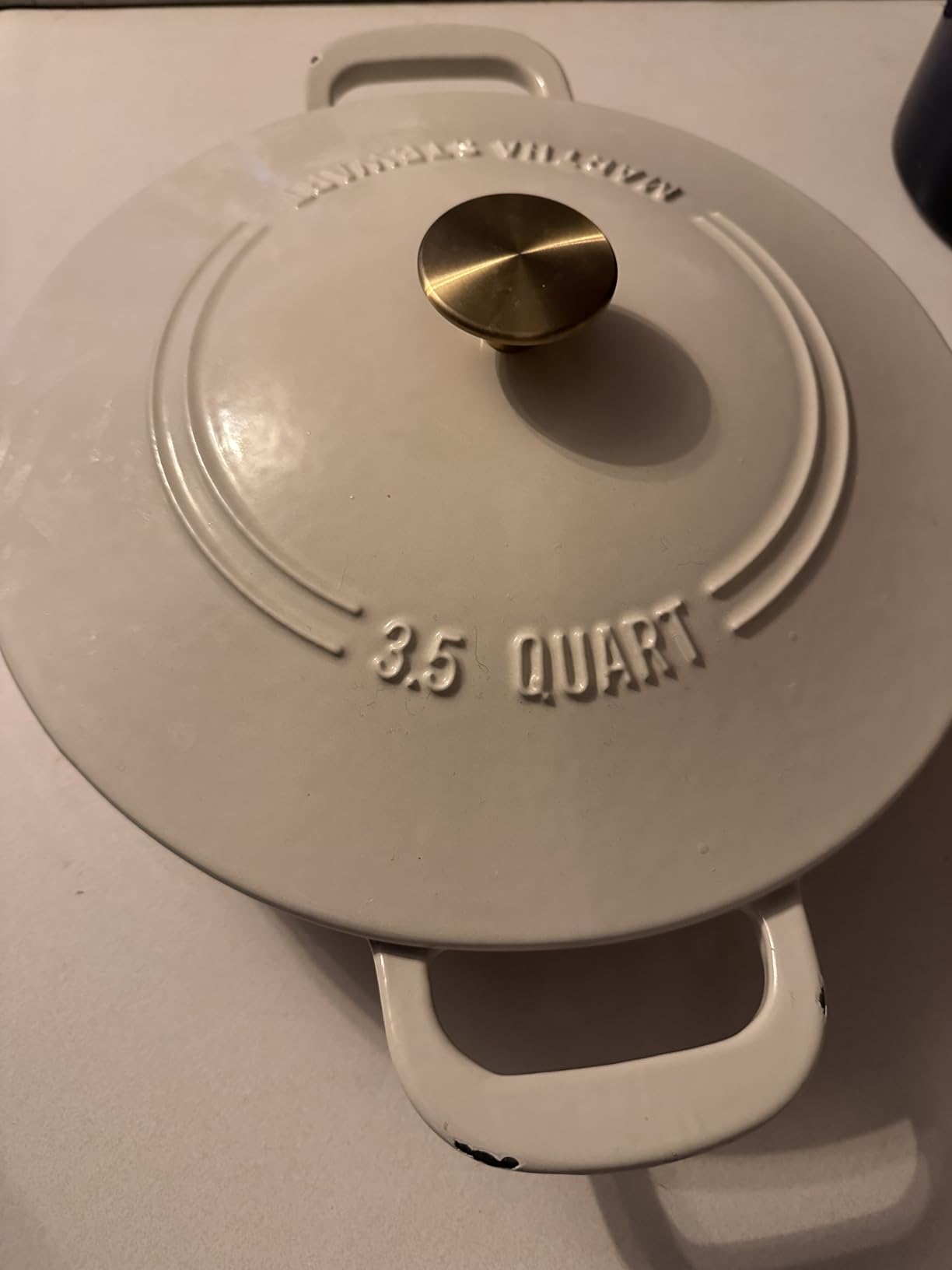 Martha Stewart Gatwick 3.5-Quart Enameled Cast Iron Dutch Oven Braiser - Linen with Gold Knob - Durable Heavy-Duty Braising Pot for Slow Cooking and Searing customer photo 1