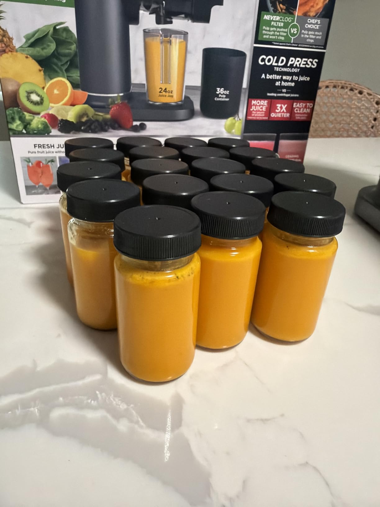 Ninja NeverClog Cold Press Juicer, 24oz Jug, 36oz Pulp, Charcoal, JC151 | 150W high-torque auger juices fibrous fruits & veggies. Total Pulp Control, 2 one-touch programs. Dishwasher safe. customer photo 2