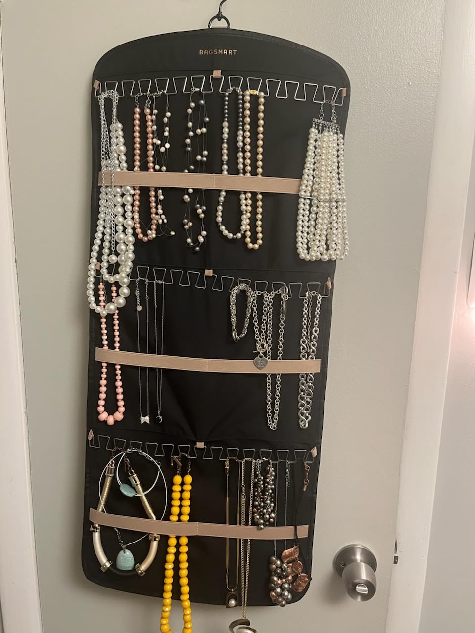BAGSMART Hanging Jewelry Organizer, Necklace Holder 1 Piece, Large, Black | Anti-tangle Hanging Jewelry Organizer with Storage Bag customer photo 2