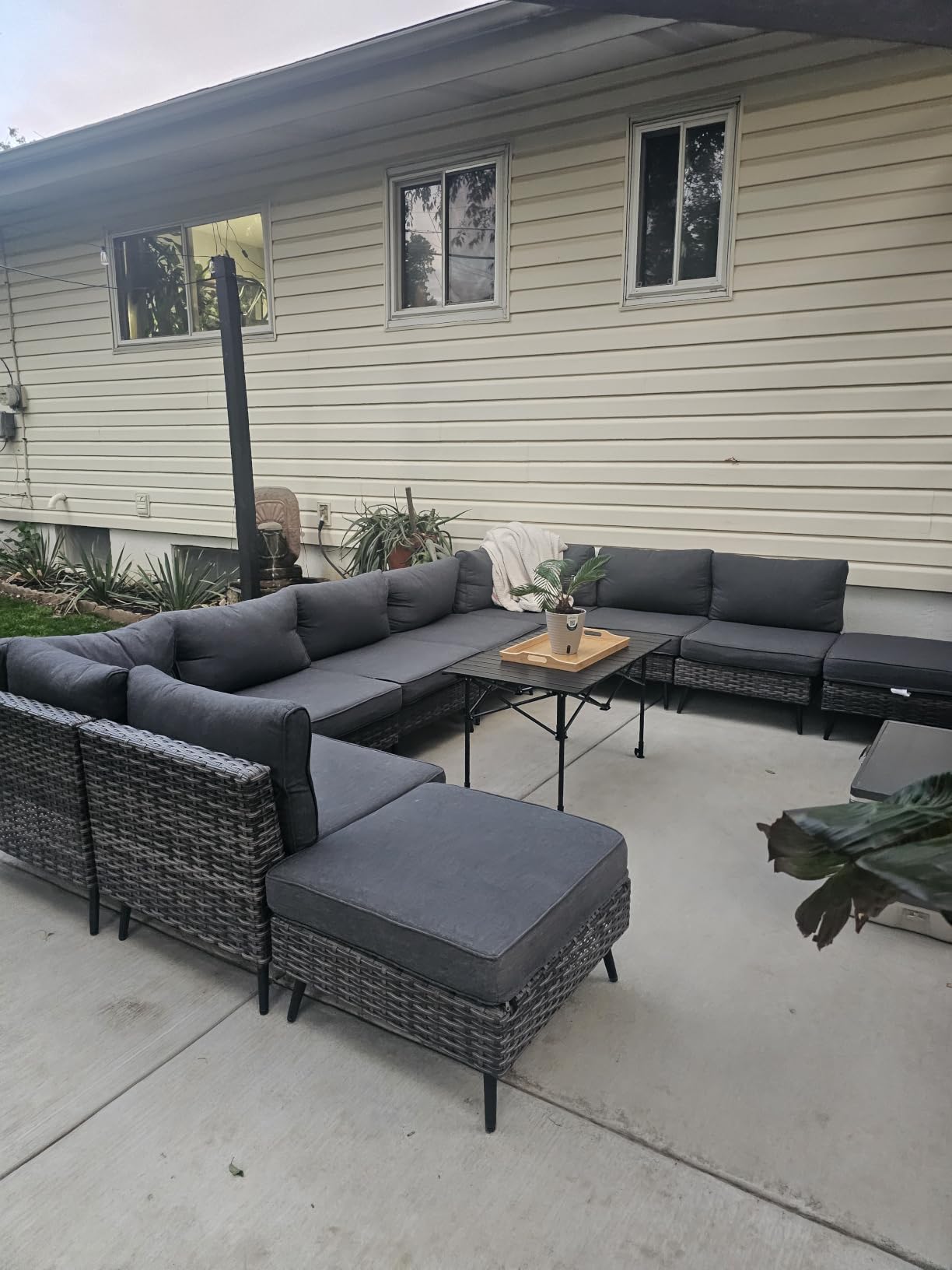 LAUSAINT HOME Outdoor Patio Furniture, 8 Piece Outdoor Sectional Sofa PE Rattan Wicker Patio Conversation Sets,All Weather Patio Furniture Set with Thick Cushions for Garden, Poolside, Backyard(Beige) customer photo 1