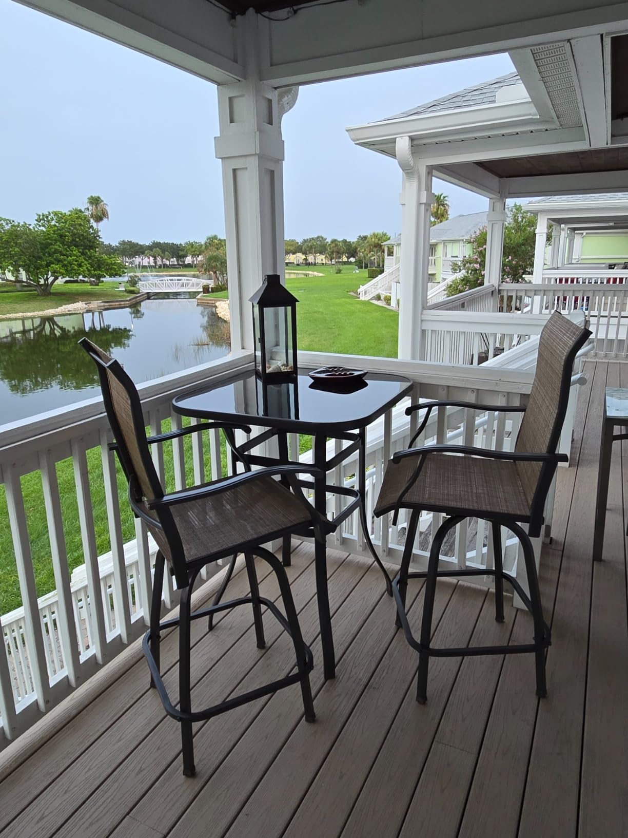 Devoko Patio Swivel Bar Set 3 Pieces | Patio High Top Bar Table and Stools Chairs Set Textilene Sling Fabric Outdoor Bar Stools Set of 2 for Garden, Balcony customer photo 1