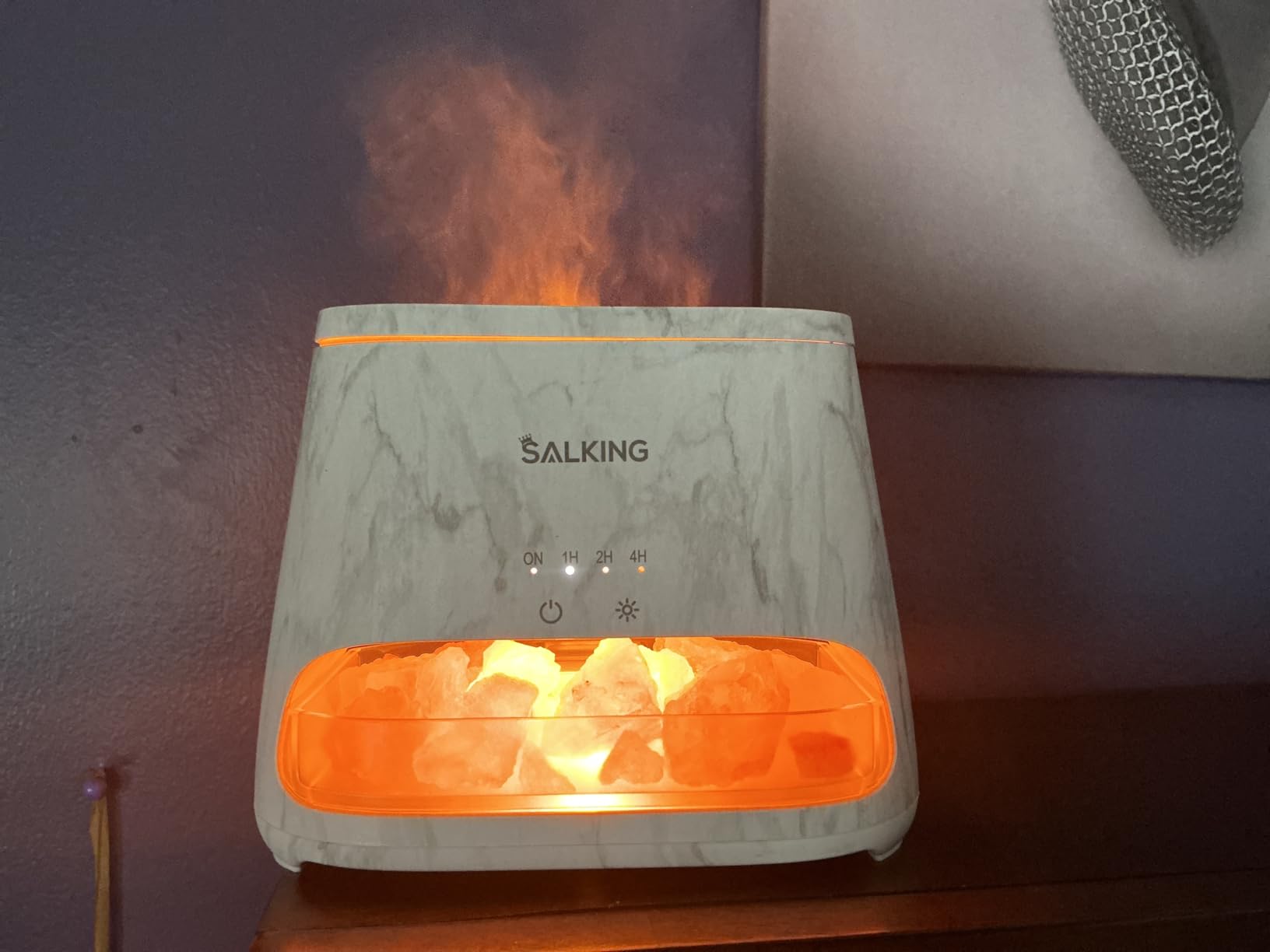 SALKING 2-in-1 Himalayan Salt Lamp Diffuser, Cool Mist Humidifier, Aromatherapy & Himalayan Salt Therapy, 100% Pure Himalayan Salt, Ultrasonic Essential Oil Diffuser with Ambient Glow, 150ml (Dark) customer photo 1