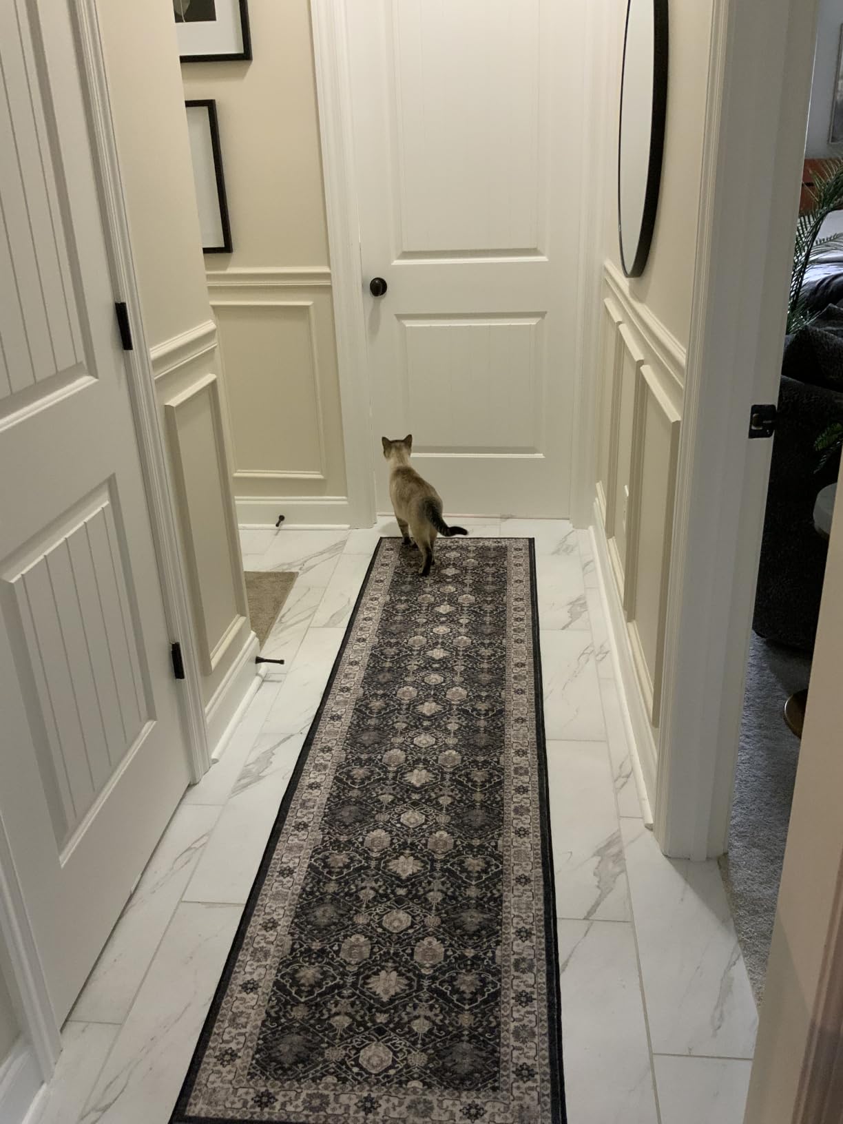 Hallway Washable Runner Rug - 2'6x14 Kitchen Rugs Entryway Rug Runner Vintage Soft Floor Mat Non Slip Indoor Farmhouse Carpet for Bathroom Living Room Bedroom (2'6''x14', Beige) customer photo 2