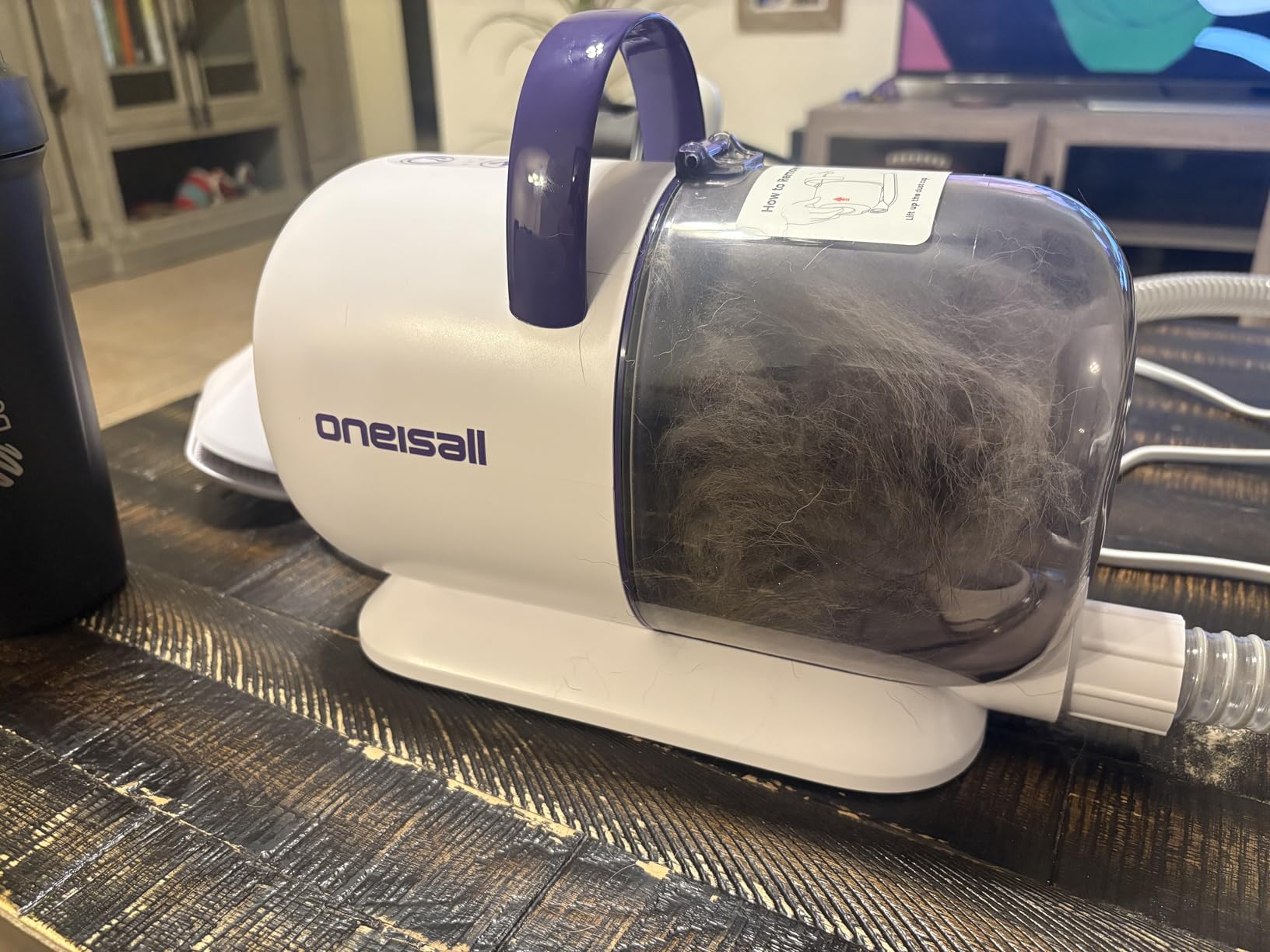 oneisall Dog Hair Vacuum Shedding Grooming Brush Kits for Pet Thick Coats | 15000Pa, 3 Suction Low Noise, 1.5L Dust Cup, 5 in 1 Kits (Grooming/Deshedding/Cleaning Brush, Remover Roller, Crevice Tool), LM5 customer photo 1