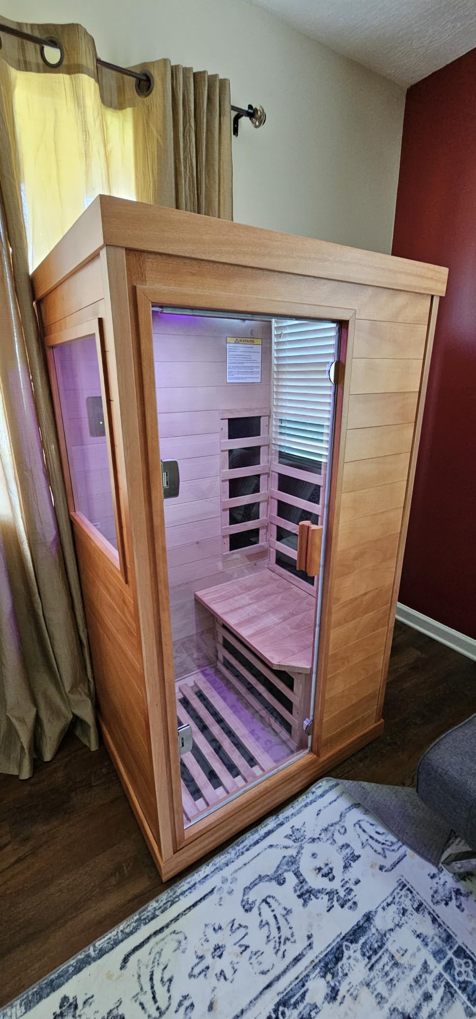 OUTEXER Far Infrared Sauna Home Sauna Spa Room Canadian Hemlock Wood 1200W | Indoor Saunas Low EMF 110V with 7 Color Light and Tempered Glass Door customer photo 2