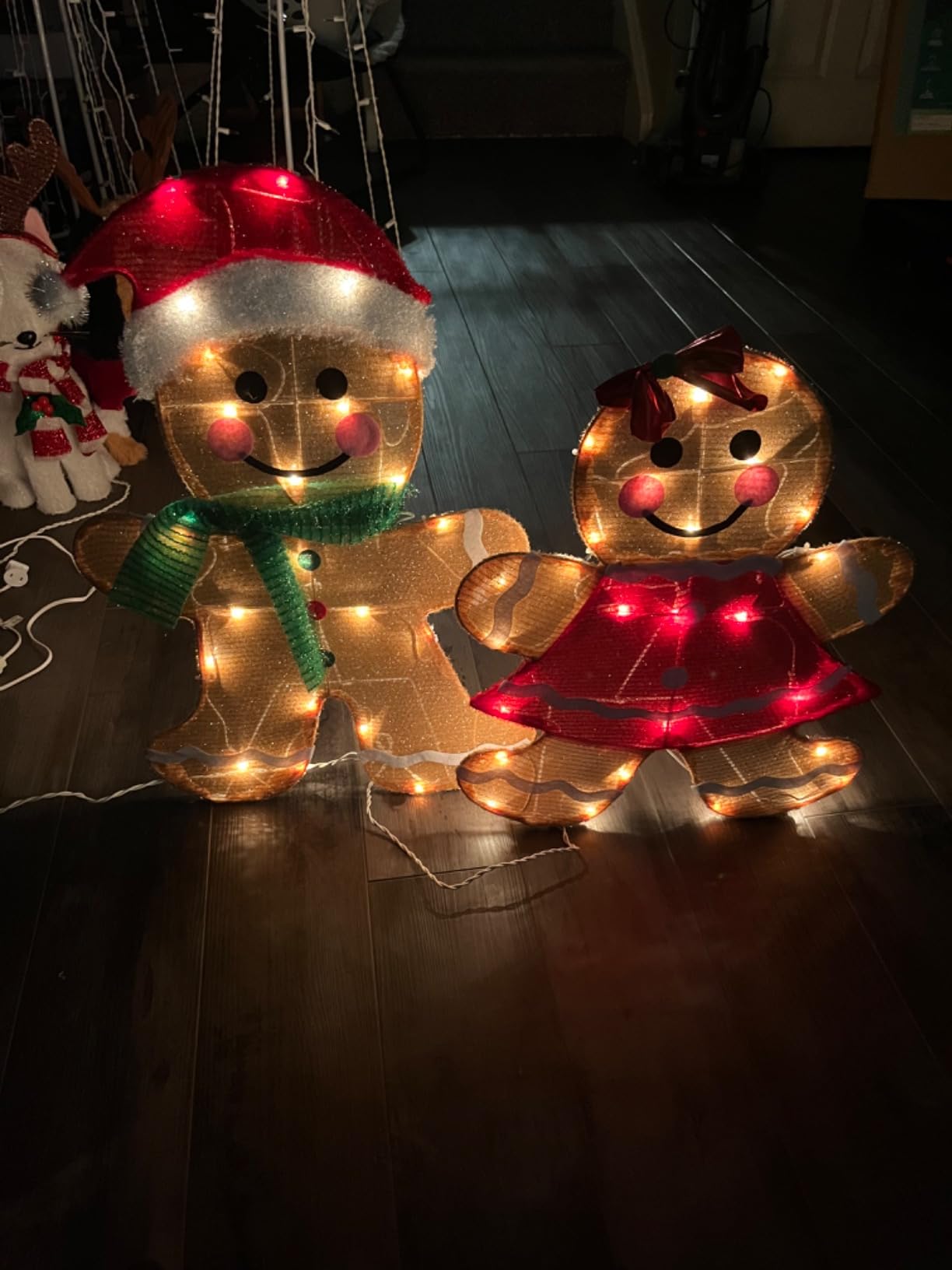 Dazzle Bright Christmas Outdoor Decorations Yard, 2-Piece Lighted 2D Gingerbread Man with 50 L, 23 Inch Pre-Lit Light Up Gingerbread Man, Xmas Festive Holiday Front Garden Patio Yard Lawn Display customer photo 1