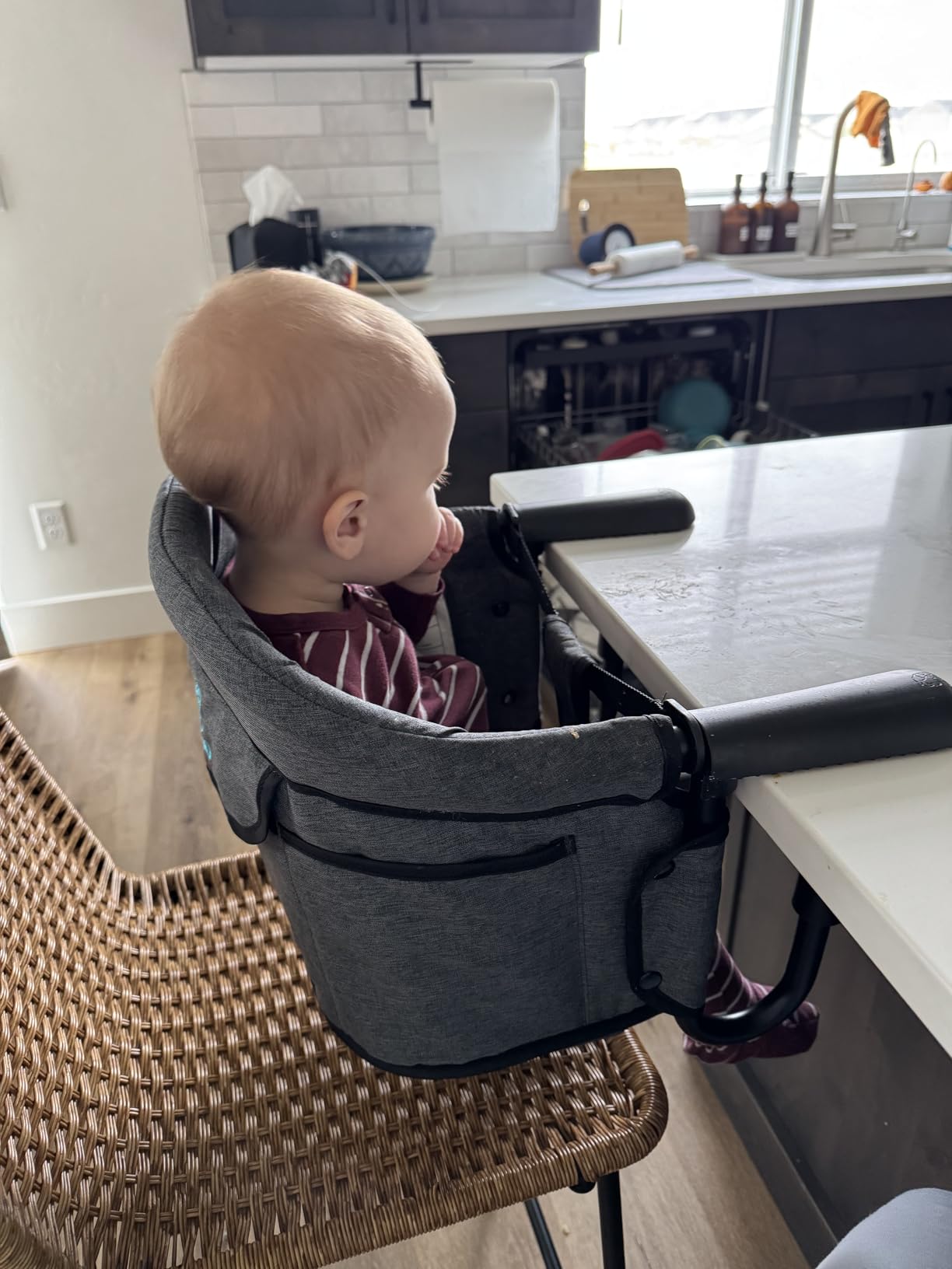 Hook-On High Chairs - Portable & Foldable for Babies 6-36 Months, Family & Travel Use with Carry Bag (Grey) customer photo 1