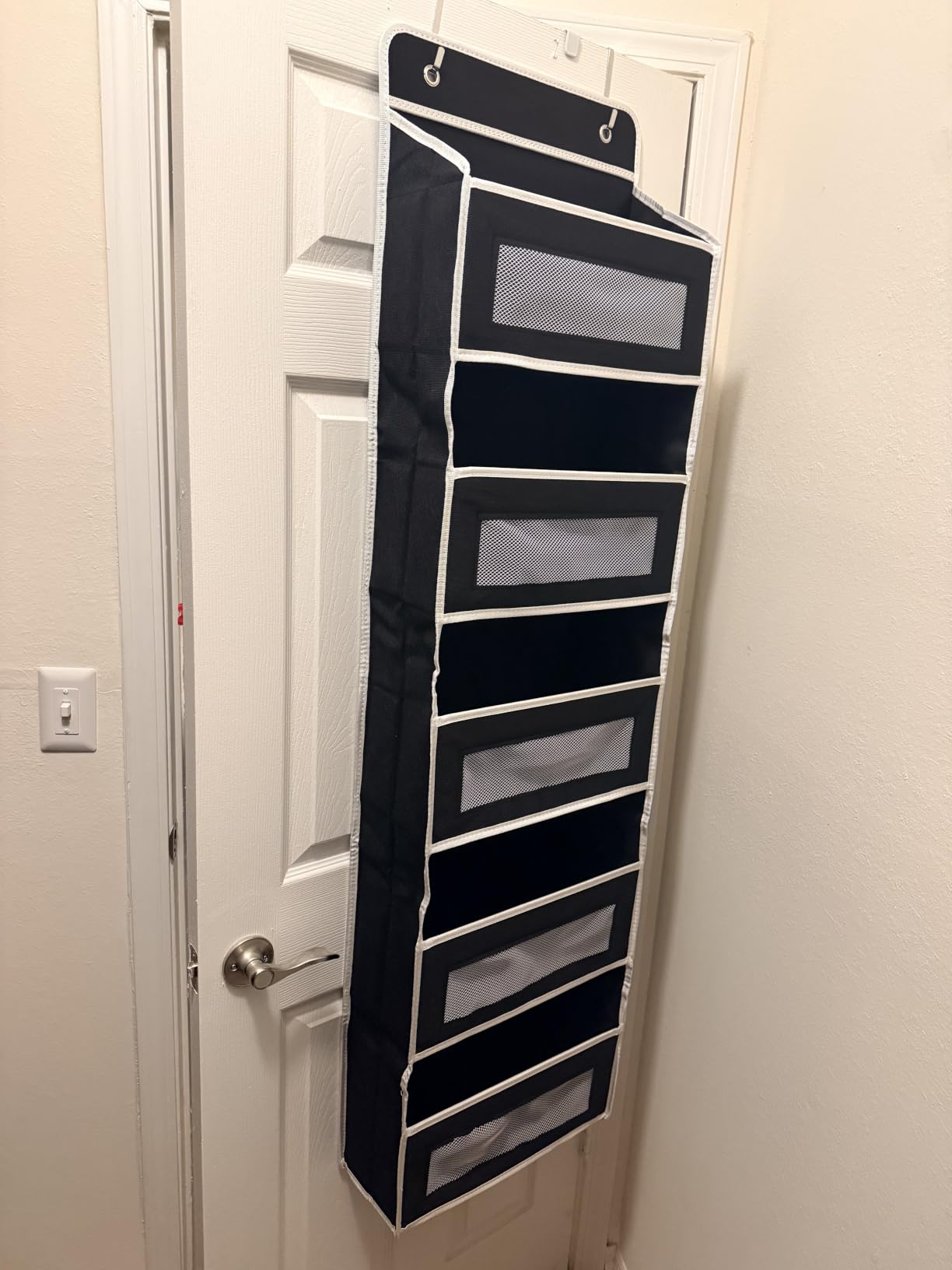 JARLINK Over The Door Organizer Storage, 5 Shelf Hanging Door Organizer with 5 Large Capacity Pockets, Anti Tilt 44 lb Load Behind Door Storage for Bedroom, Bathroom, Pantry, Nursery, (Grey) customer photo 1