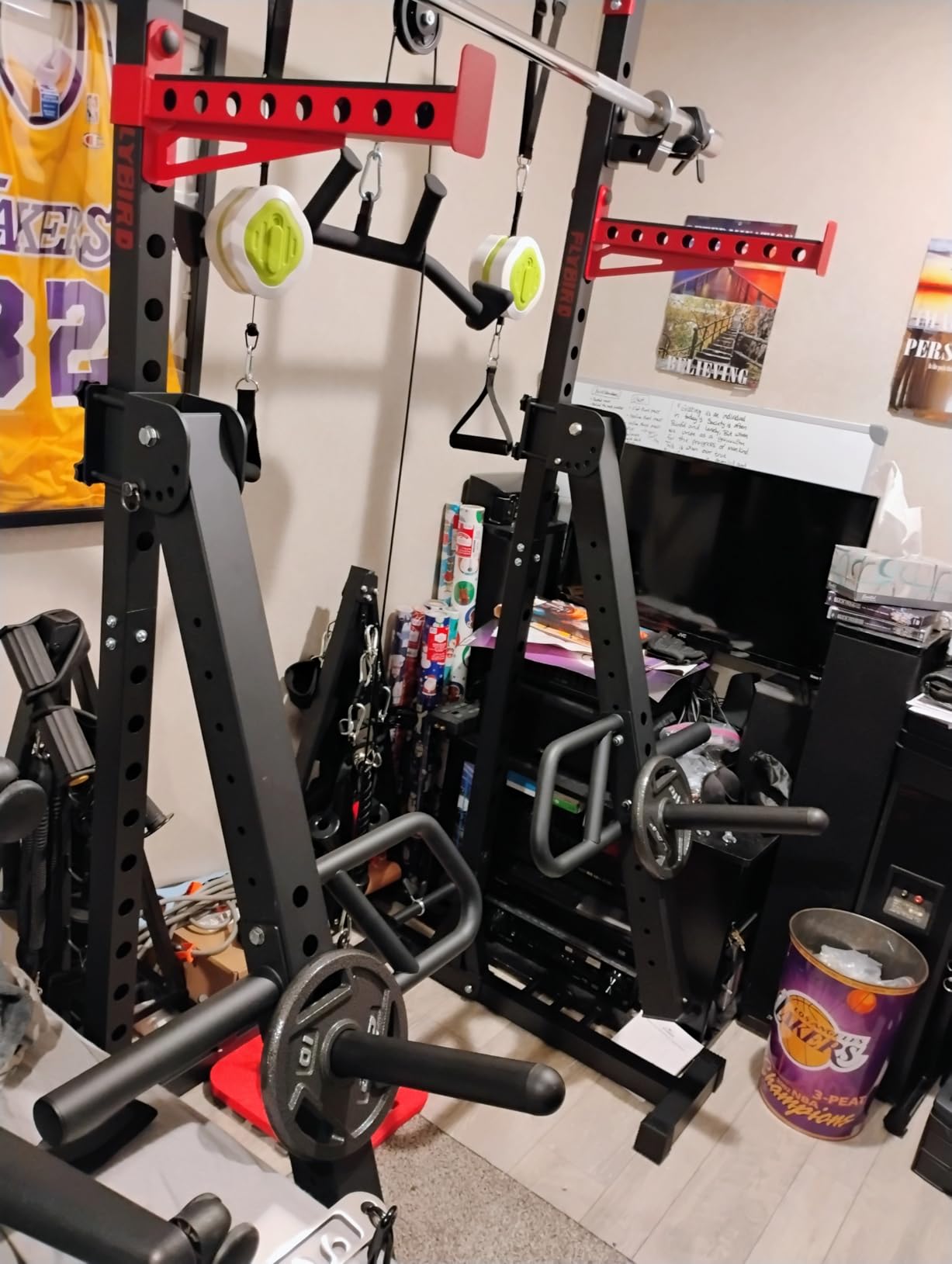FLYBIRD SR1 Squat Rack, Adjustable Power Rack for 6FT/7FT Barbells | Squat Rack for Home Gyms with Pull-Up Bar, 22 Adjustment Positions, J-Hooks and Safety Spotter Arms customer photo 1
