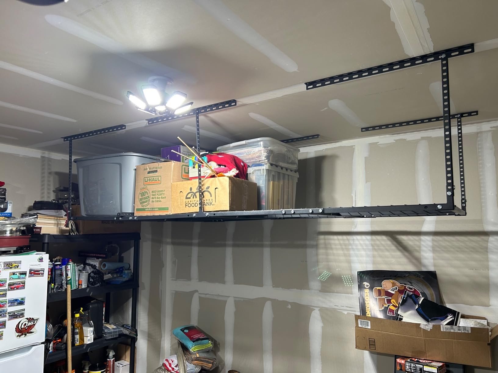 Soywey 3 x 8FT Overhead Garage Storage Rack, Adjustable Ceiling Storage Racks, Garage Shelving Heavy Duty Storage Organizer System, Load 600LBS Weight (Black) customer photo 2