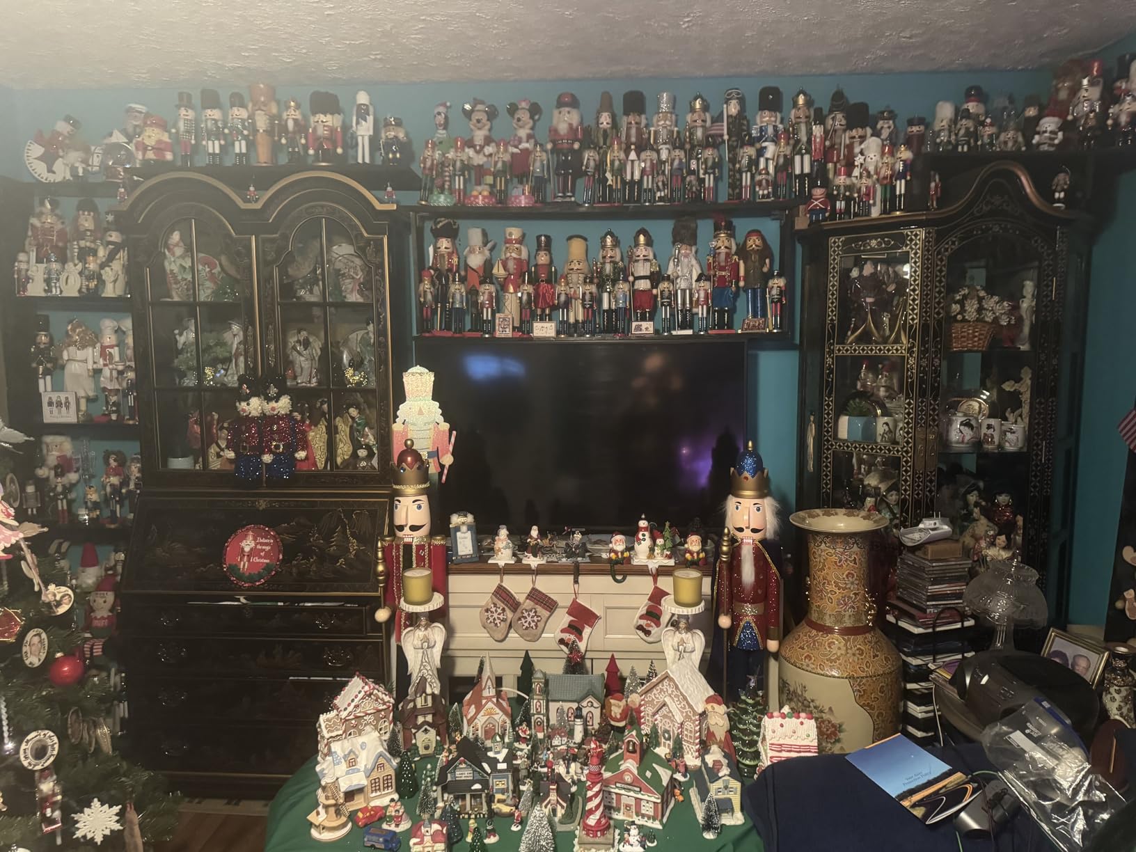 Liliful 40 Pcs Christmas Village Sets Lighted LED Christmas Village Houses with Figurines Resin Xmas Scene Figurines Collectible Buildings Miniature Town Scene Desktop Decor customer photo 2