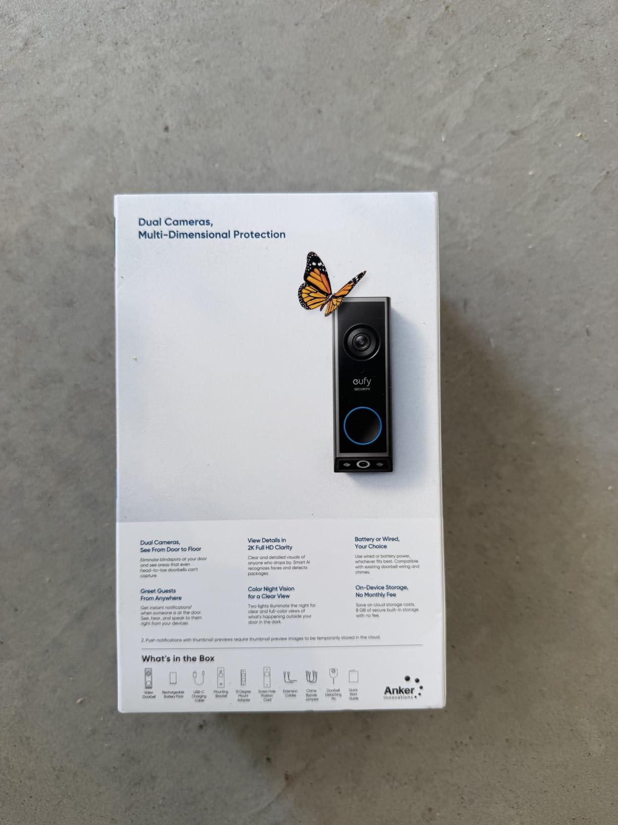 eufy Security Video Doorbell E340, Dual Cameras, 2K FHD | No subscription, head-to-toe view, wireless or wired, color night vision, two-way talk, AI motion/package detection, 8GB customer photo 1