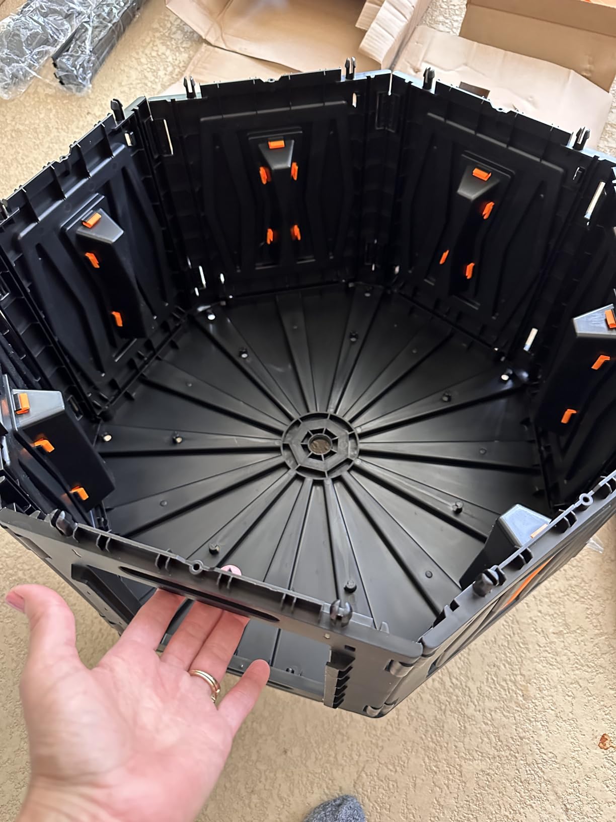 Marcytop Compost Tumbler, Easy Assemble & Efficient Outdoor Compost Bin, 45 Gallon/170 Liter Large Dual Chamber Rotating Composter, Orange Door customer photo 1