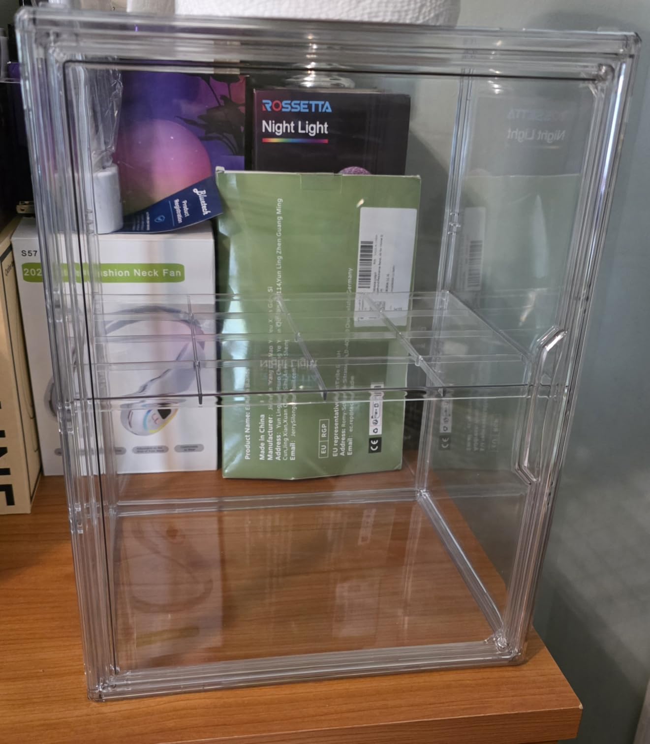 Clear Acrylic Display Case, Stackable Plastic Storage Bins with Magnetic Attraction Lid, Showcase for Cosmetic, Large Figures Collectibles, X-Large customer photo 1