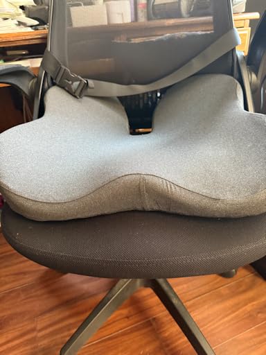 Seat Cushion for Tailbone & Sciatica Pain Relief - Certified & Ergonomist-Designed - Tapered Front Edge Reduces Thigh Pressure - Wide Memory Foam for Office Chair, Car, Wheelchair (Gray) customer photo 1