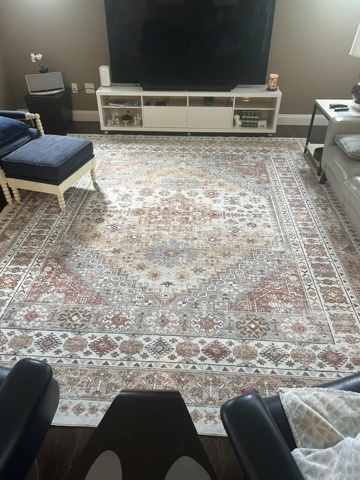 zesthome 9x12 Area Rugs for Living Room, Large Washable Rug, Orange | Rugs for Bedroom, Dining Room, Office, Low Pile, Soft, Vintage Rug, Stain Resistant Indoor Carpet, Non Slip, Home Decor customer photo 1
