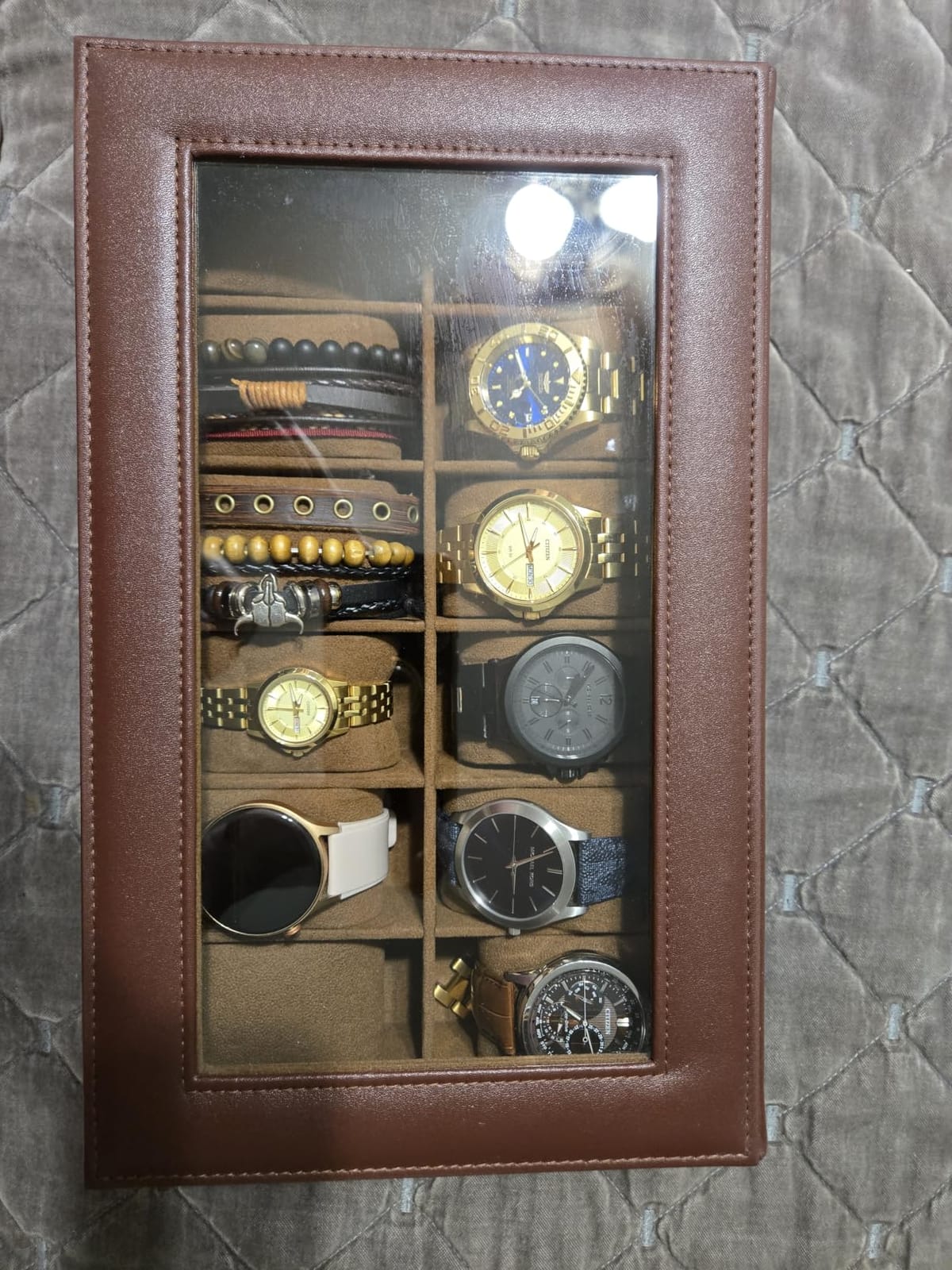 ProCase Watch Box Organizer, 12 Slot Watch Display Case, Brown customer photo 2