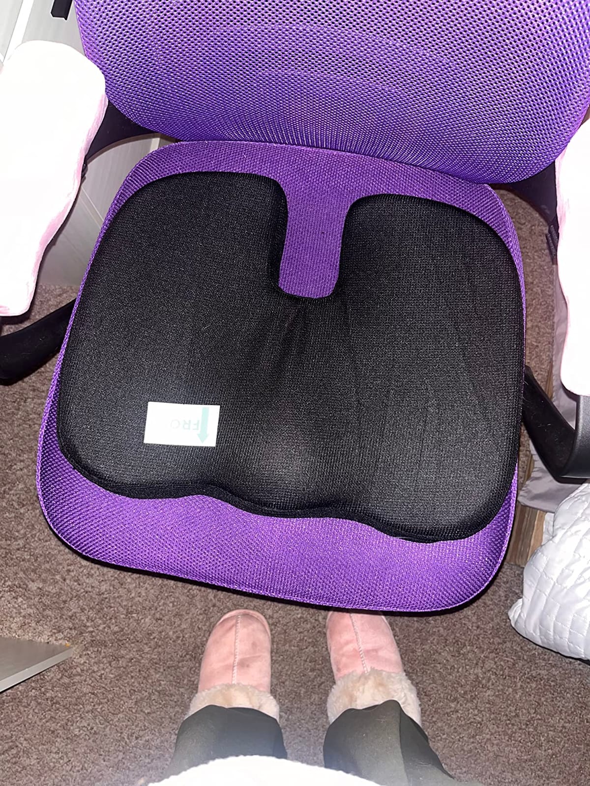 5 STARS UNITED Seat Cushion - Memory Foam Chair Pad for Tailbone Pain Relief - Ergonomic Support for Coccyx, Sciatica & Butt - Office, Desk & Gaming Chair, Car Seat, Wheelchair, Black Suede customer photo 2
