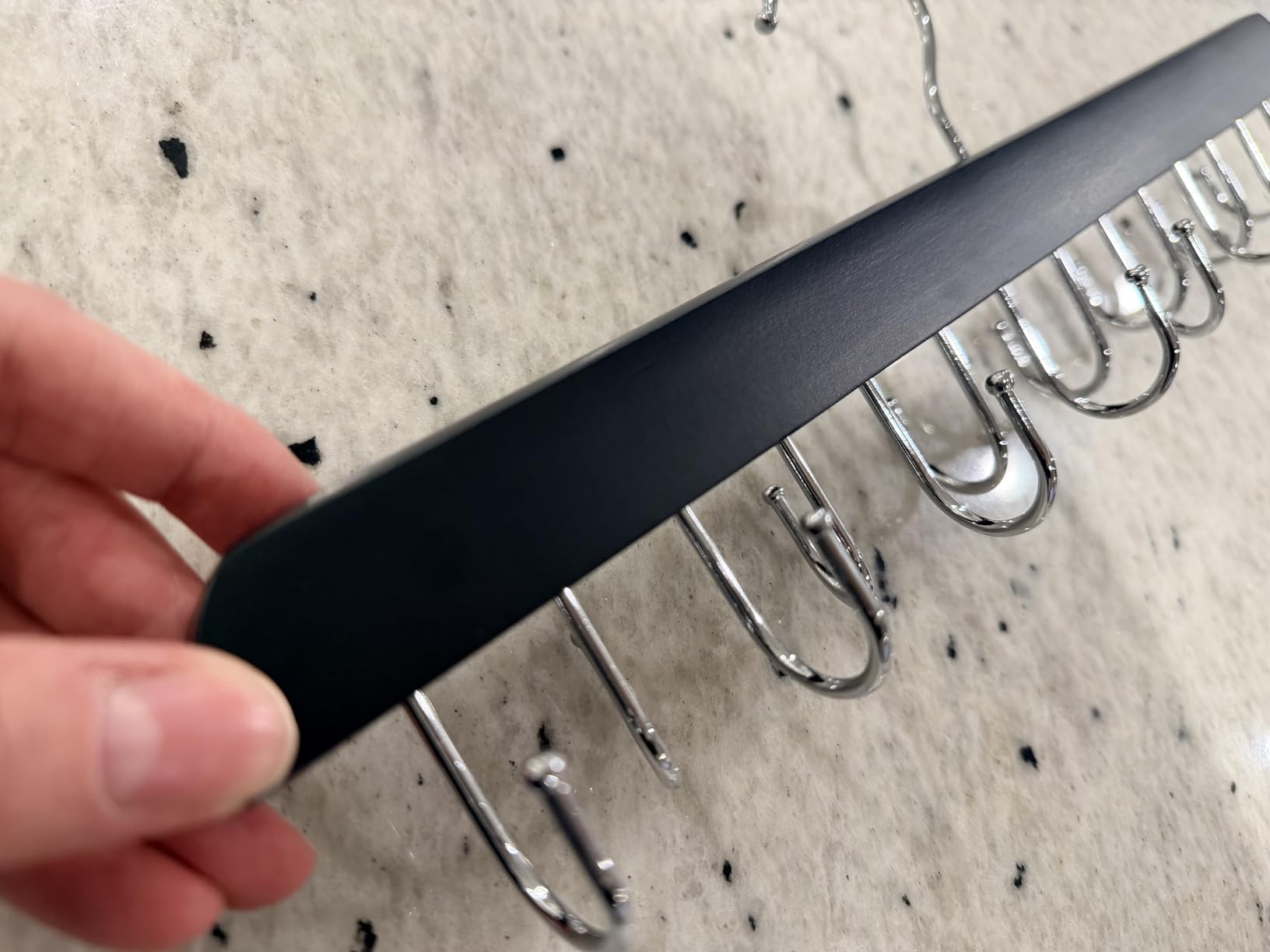 Belt Hanger for Closet, Sturdy Wood Belt Rack Closet Accessories with 14 Hooks Belt Organizer for Closet Organizers and Storage Max 42 Belts-Black 2 Pack customer photo 1