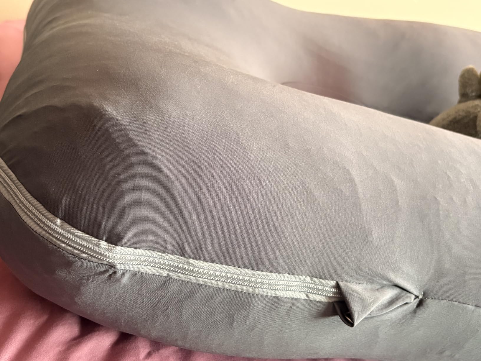 ALLOPERA 57 Inch Pregnancy Pillow for Sleeping, Full Body Support Pillow with Removable Washable Cover for Maternity Comfort, Black Grey Velvet Cover customer photo 1