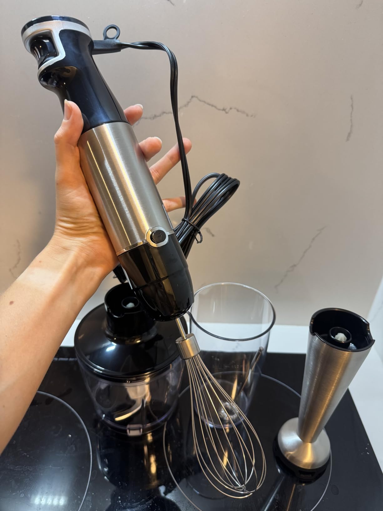 Turelar Immersion Blender Handheld Corded, 1100W 5 in 1 Hand Blender Set | Trigger Variable Speed, Emulsion Stick Mixer with Food Processor, Whisk, Frother, for Soup, Puree, Baby Food, Anti-scratch customer photo 1