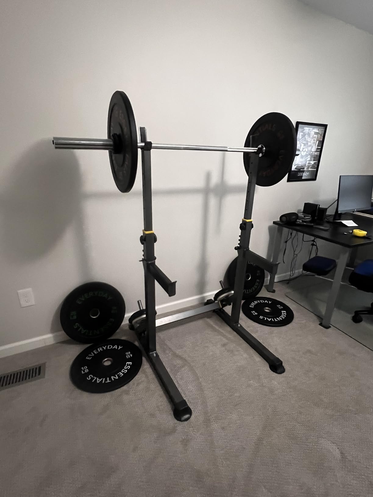 K KiNGKANG Squat Rack, 600lbs Adjustable Barbell Rack for Home Gym | Heavy-duty steel frame, 600lbs max load, adjustable width 27.9-47.2 inches, compact foldable design, multi-function training customer photo 1