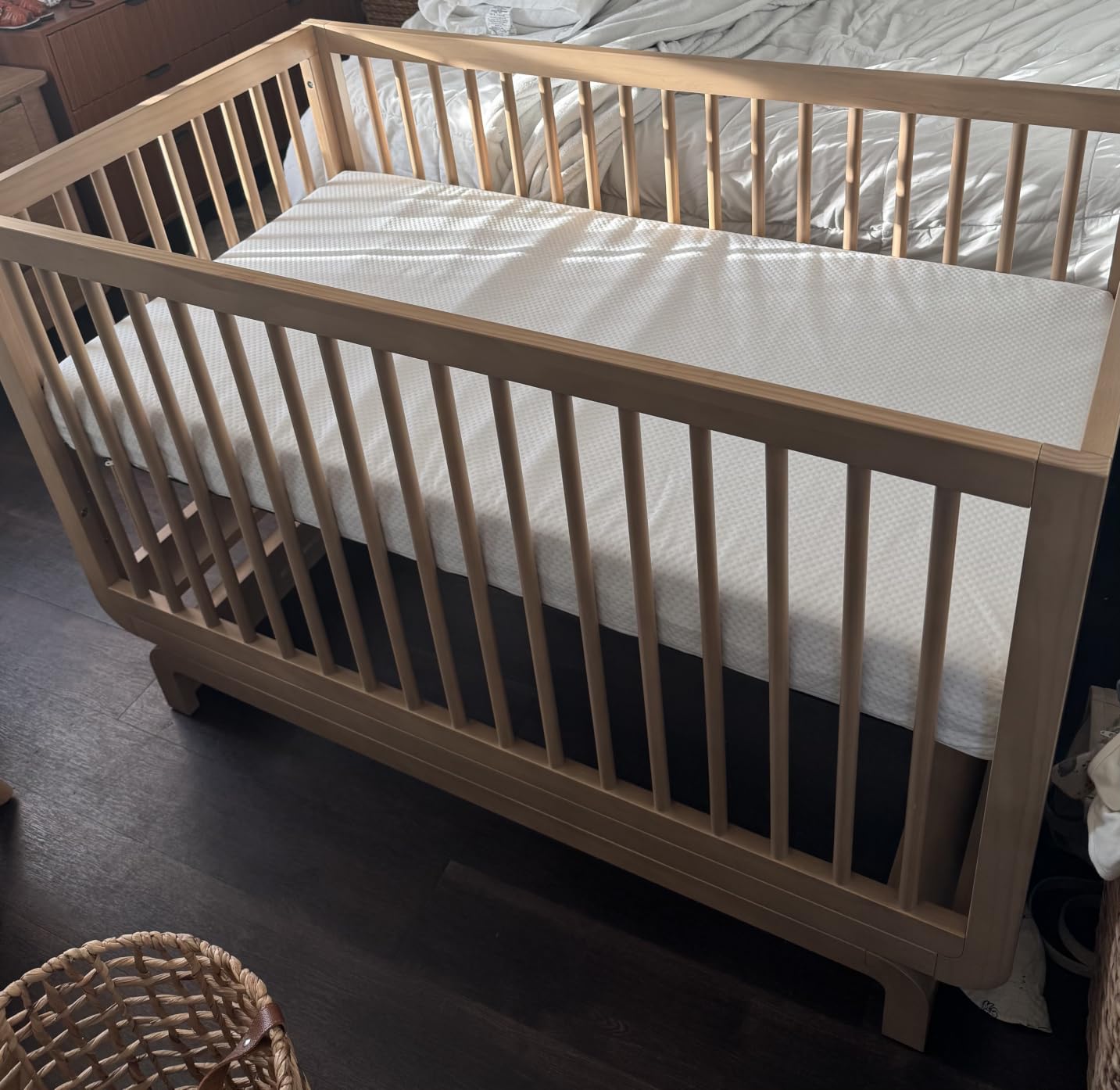 Storkcraft Santorini 5-in-1 Convertible Crib with Guardrail, Driftwood | GREENGUARD Gold Certified, Toddler Bed Conversion Kit Included, 100% Solid Wood, Fits Standard Baby Crib Mattress customer photo 1