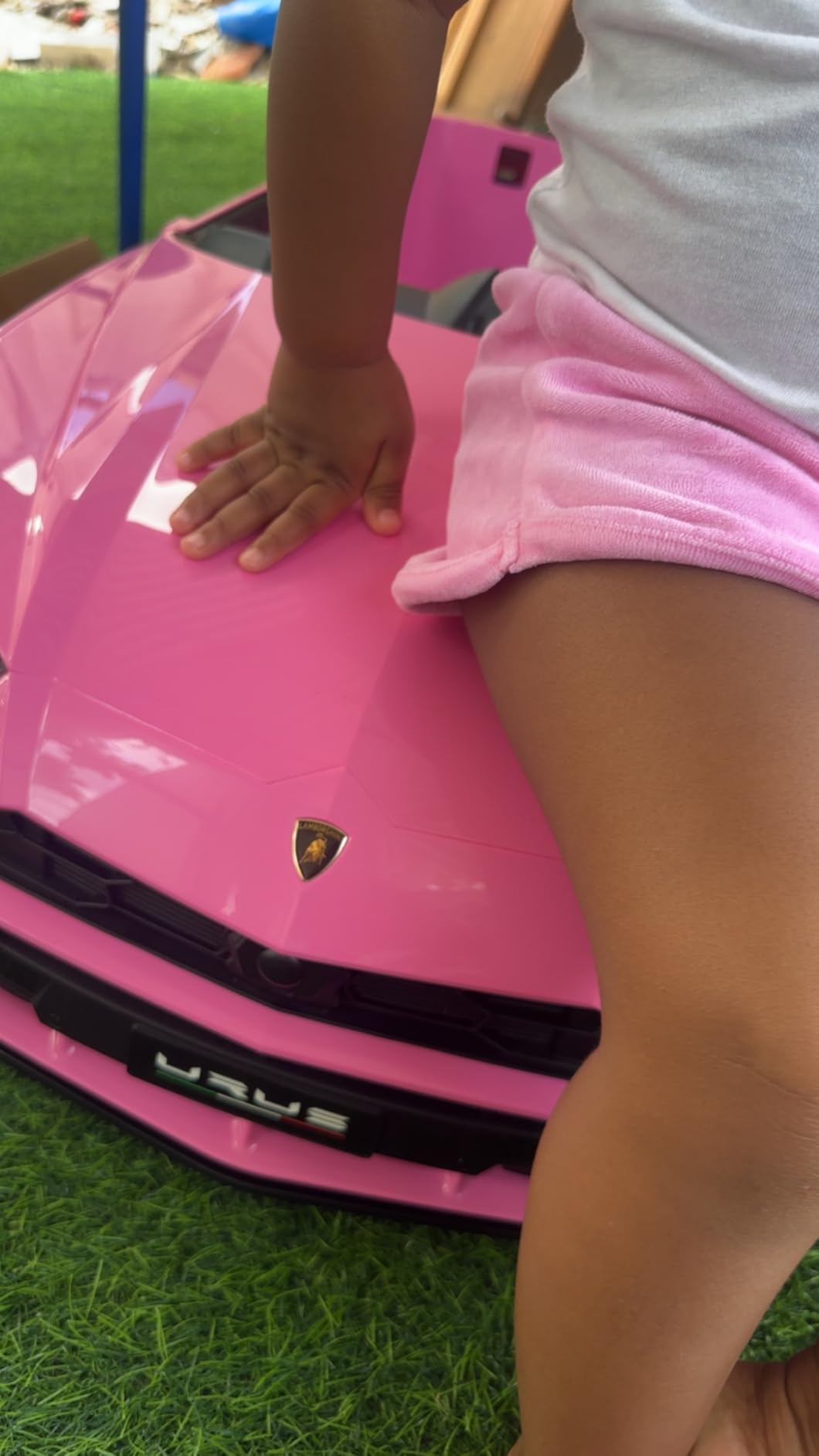 Electric Car for Kids 12V Licensed Lamborghini Ride On Car with Remote Control, Max Speed 2.5Mph, LED Lights, Music Players, Lockable Doors, Spring Suspension, Toddler Cars to Drive, Pink customer photo 2