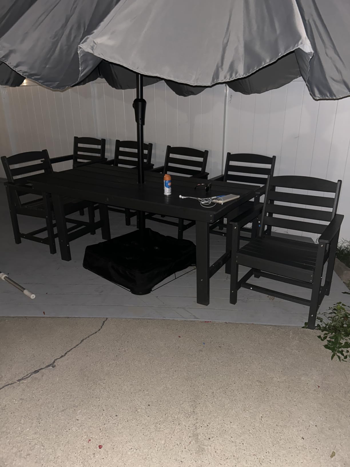 SERWALL 7 Pcs Outdoor Dining Set, 1 Umbrella Hole Table & 6 Chairs, Gray | HDPE Outdoor Dining Furniture with Rectangular Table & 6 Chairs, All-Weather Resistant SERWALL Dining Set for 6 customer photo 2