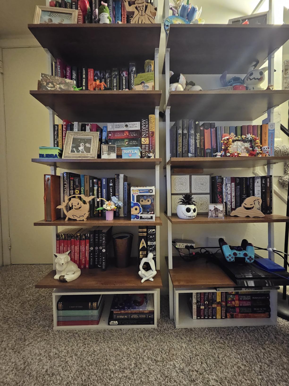 Furinno Fulda Book Shelf, 2-Tier Narrow Bookshelf, Bookcase with 8-in Width Storage Shelf, 9.3 x 7.9 x 21.2, for Living Room, Bedroom, Home Office, Blackwood customer photo 2