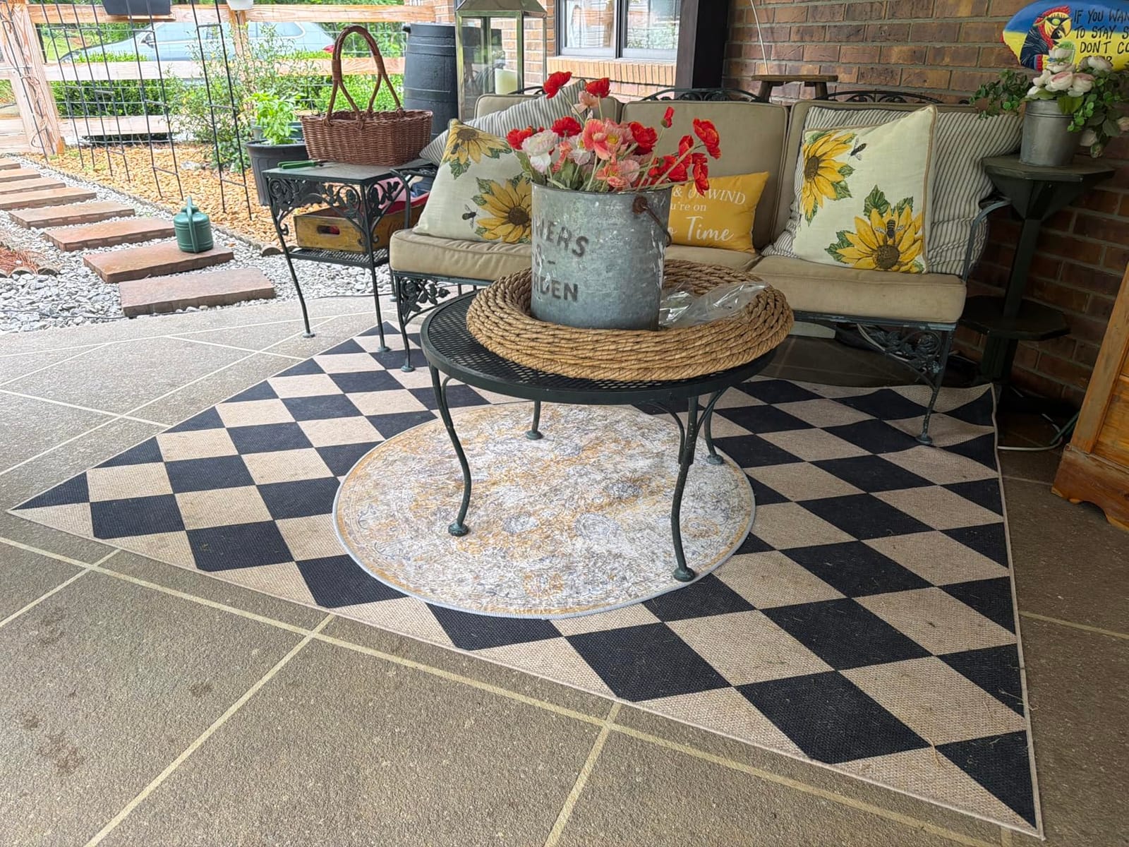 Lahome Checkered Easy Jute 3x5 Outdoor Patio Rug, Washable Fall Rug, Black, Farmhouse Non Slip Area Rug for Porch Entryway, Non Shedding Low Pile Indoor Carpet, Front Door Mat customer photo 2