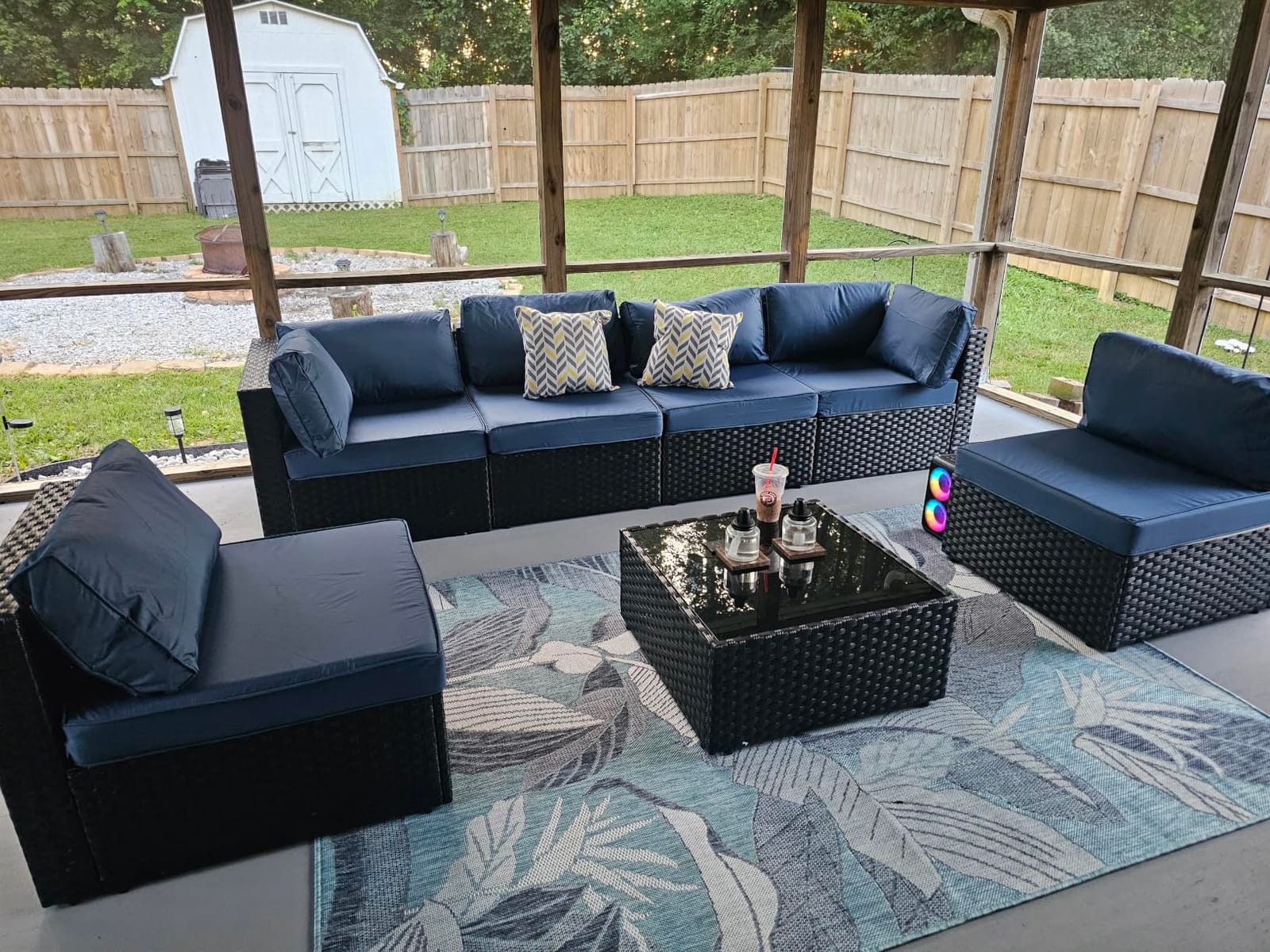 Shintenchi 7 Pieces Outdoor Patio Sectional Sofa Couch, Wicker Furniture Conversation Sets with Washable Cushions & Glass Coffee Table for Garden, Poolside, Backyard (Khaki) customer photo 2