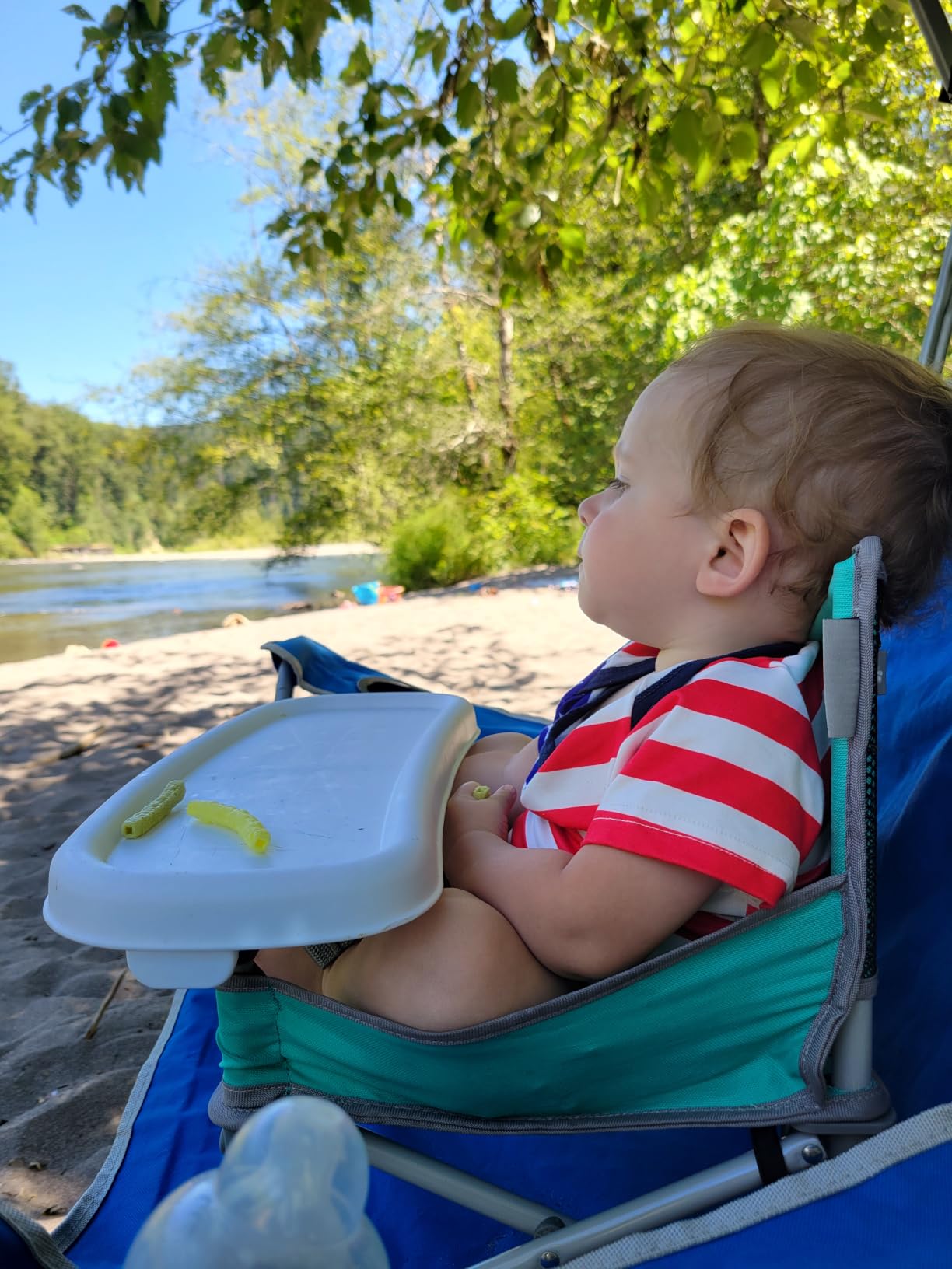Bright Starts Pop 'N Sit Portable Booster Seat, 3-in-1 Floor Seat, Travel High Chair & Toddler Booster with Feeding Tray, Indoor/Outdoor, Grey, 6 Months-3 Years customer photo 1