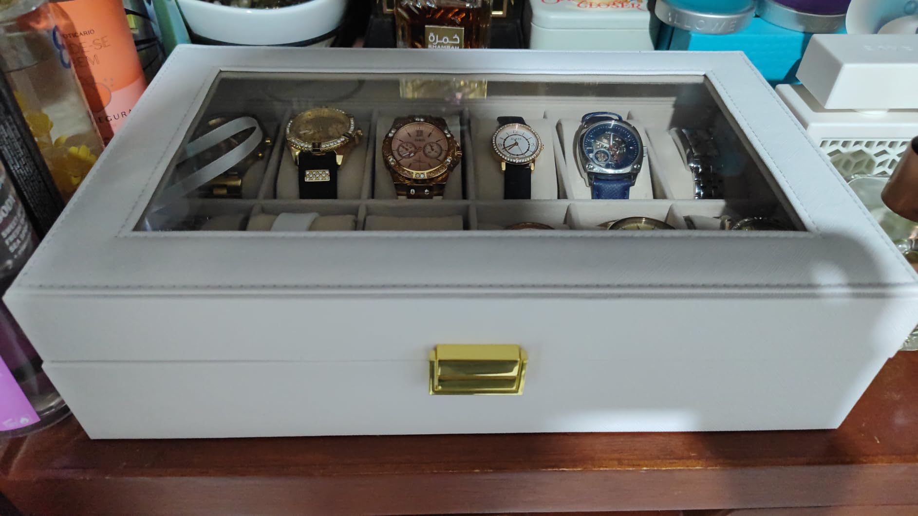 ProCase Watch Box Organizer, 12 Slot Watch Display Case, White | Watches Storage Boxes Holder for Men Women, Large Glass Lid, Removable Pillows, Anniversary Christmas Birthday Gifts customer photo 1