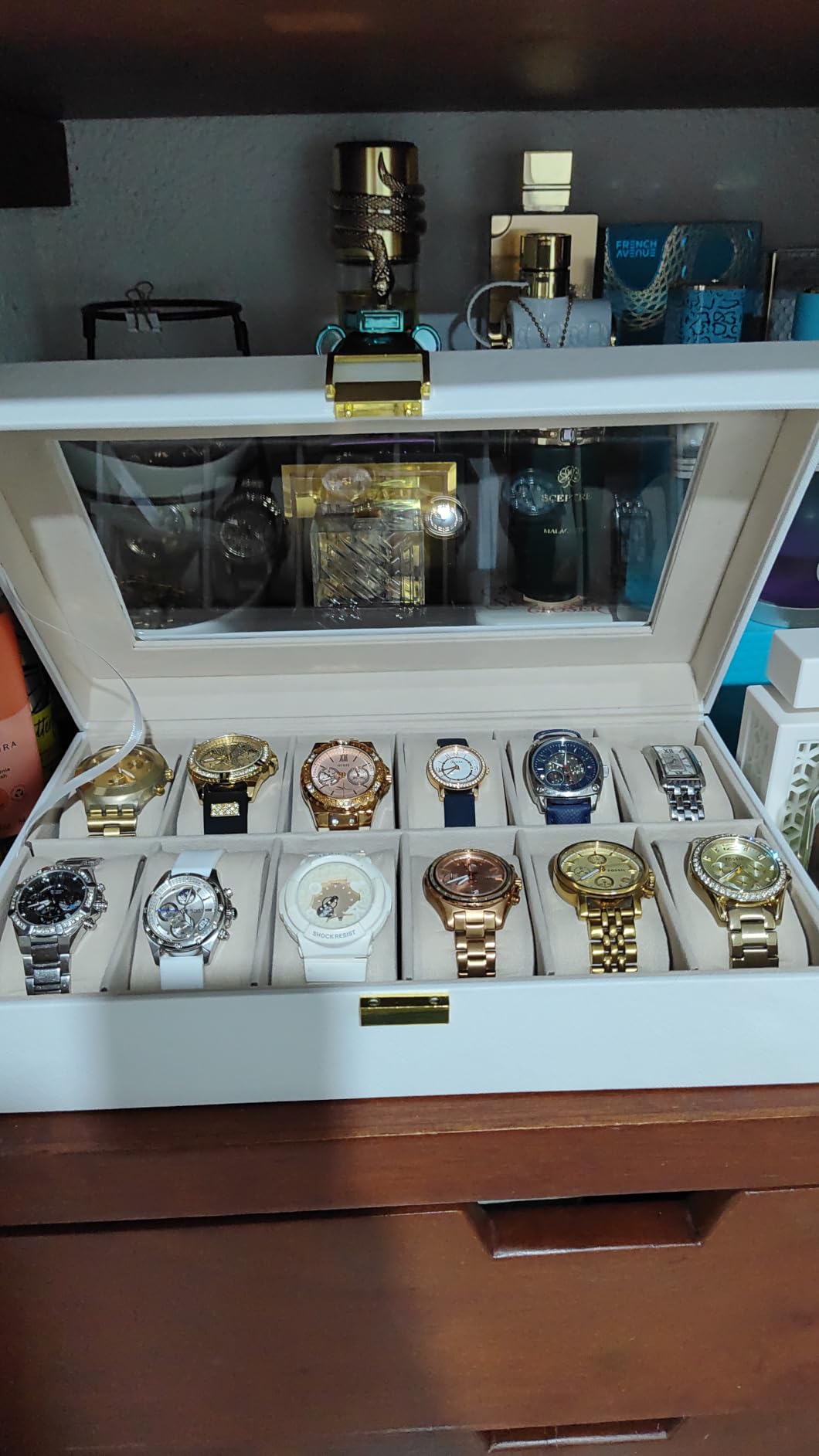 ProCase Watch Box Organizer, 12 Slot Watch Display Case, White | Watches Storage Boxes Holder for Men Women, Large Glass Lid, Removable Pillows, Anniversary Christmas Birthday Gifts customer photo 2