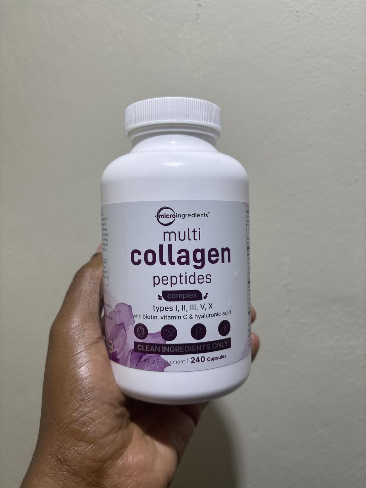 Micro Ingredients Multi Collagen Peptides Pills, 240 Capsules | For Women & Men. Type I, II, III, V, X. Hydrolyzed Collagen Supplement with Biotin, Hyaluronic Acid & Vitamin C. Filler Free. customer photo 2