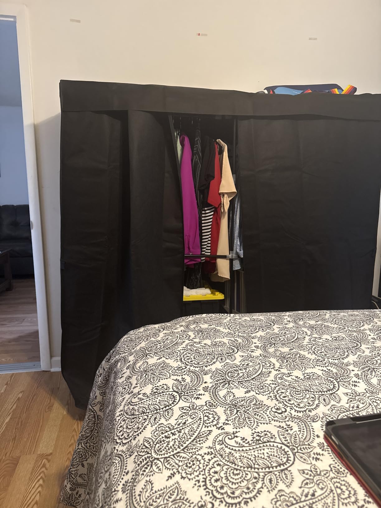 VTRIN Portable Closet for Hanging Clothes 67 Inch Wide Large Capacity Portable Wardrobe Closet with Cover, 4 Storage Shelves and 4 Hanging Rod Sturdy Free Standing Closet for Bedroom, Black customer photo 1